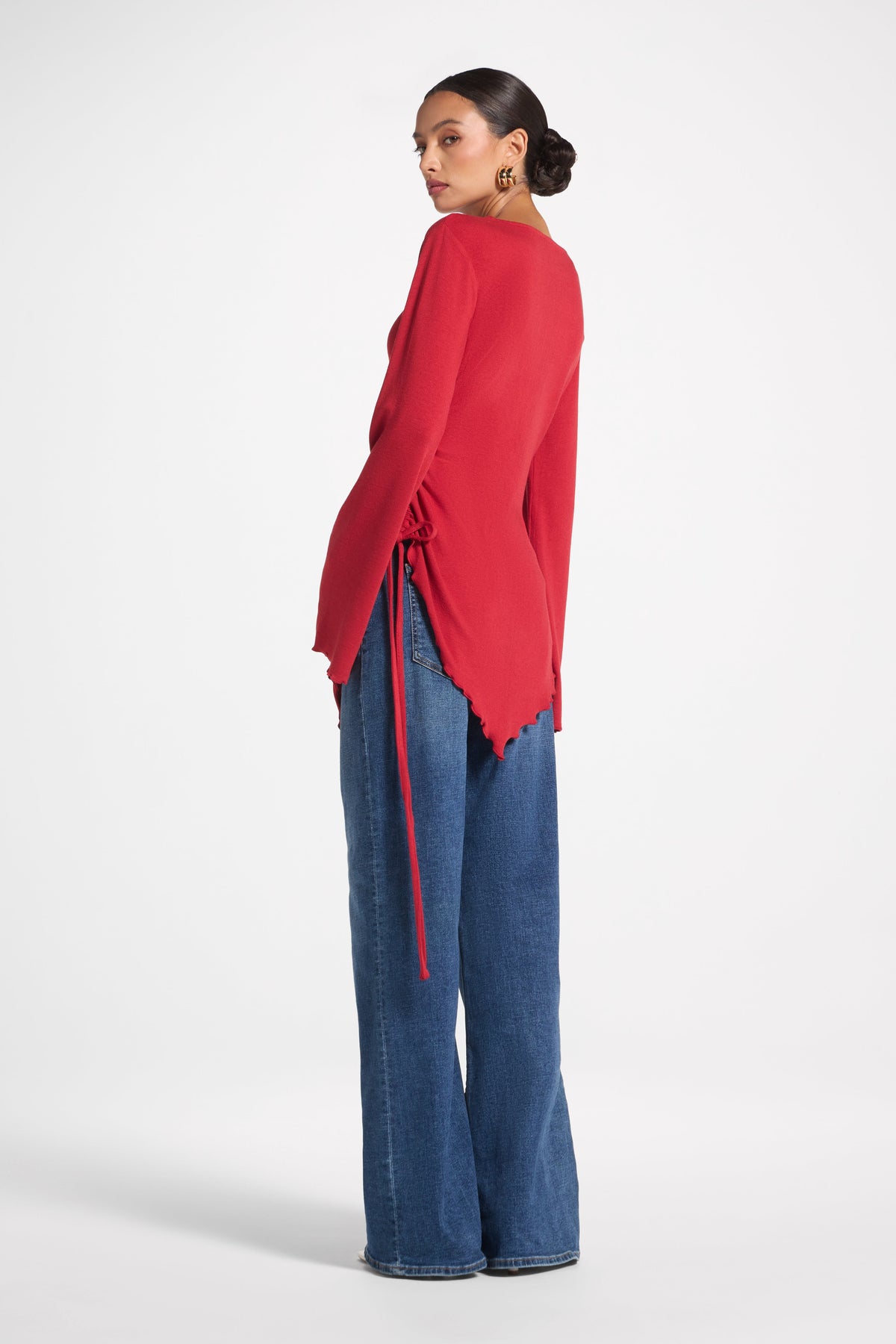 Asymmetric Ruched Top - Cherry Top Veiled 