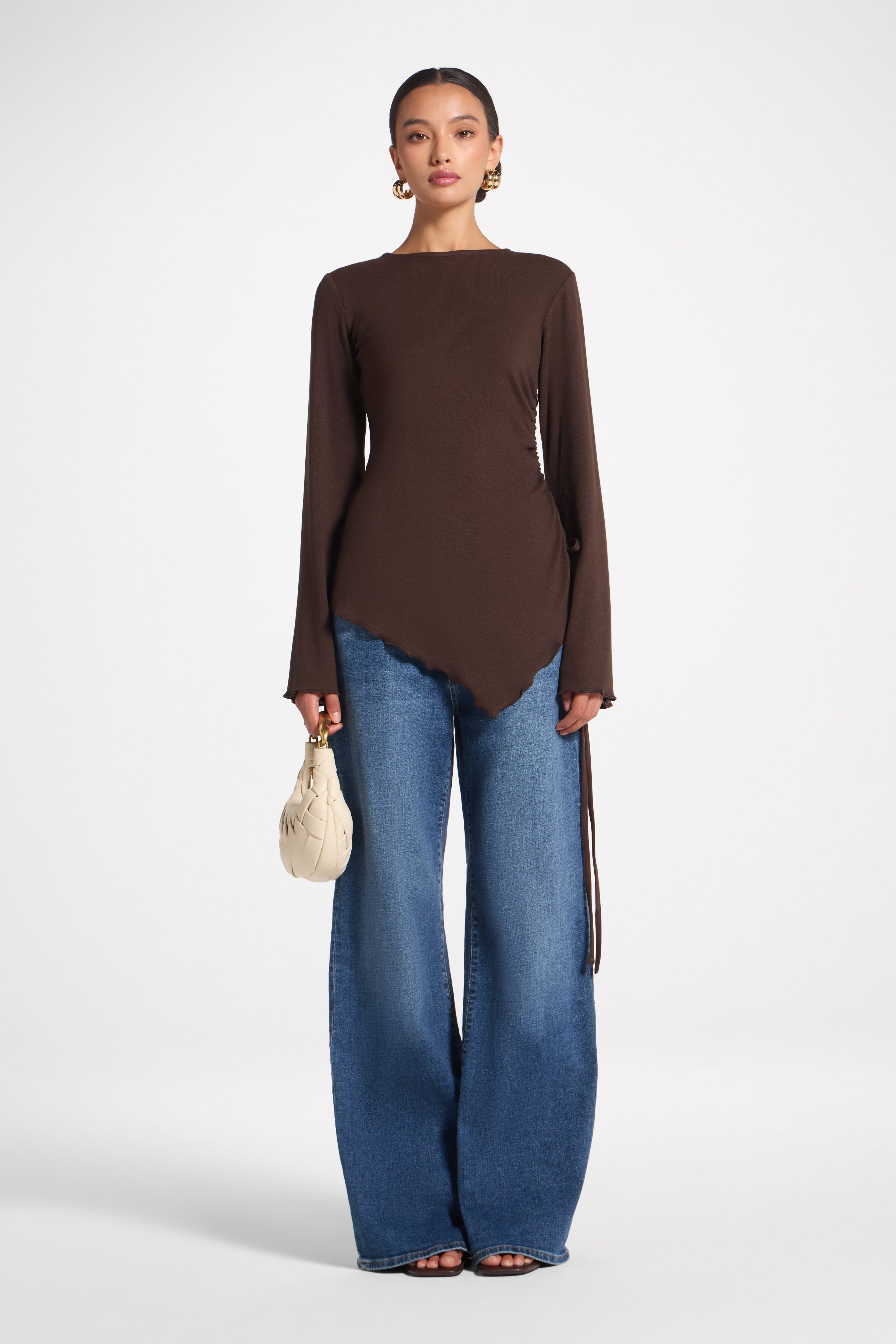 Asymmetric Ruched Top - Espresso Top Veiled 
