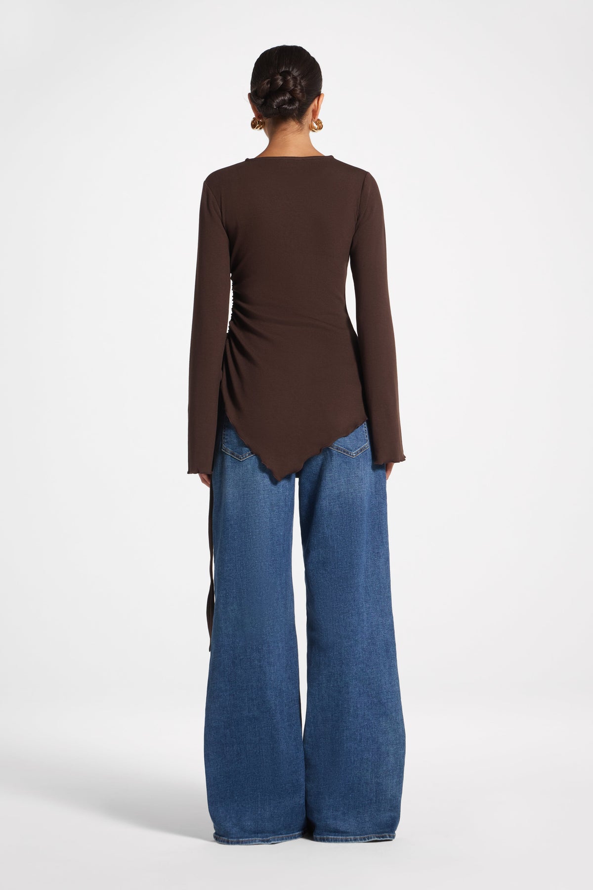 Asymmetric Ruched Top - Espresso Top Veiled 