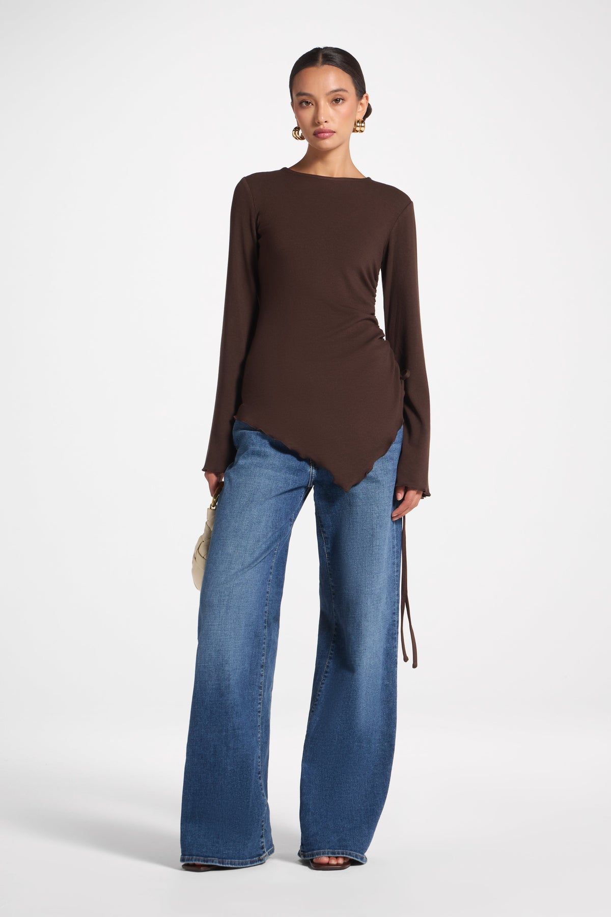 Asymmetric Ruched Top - Espresso Top Veiled 