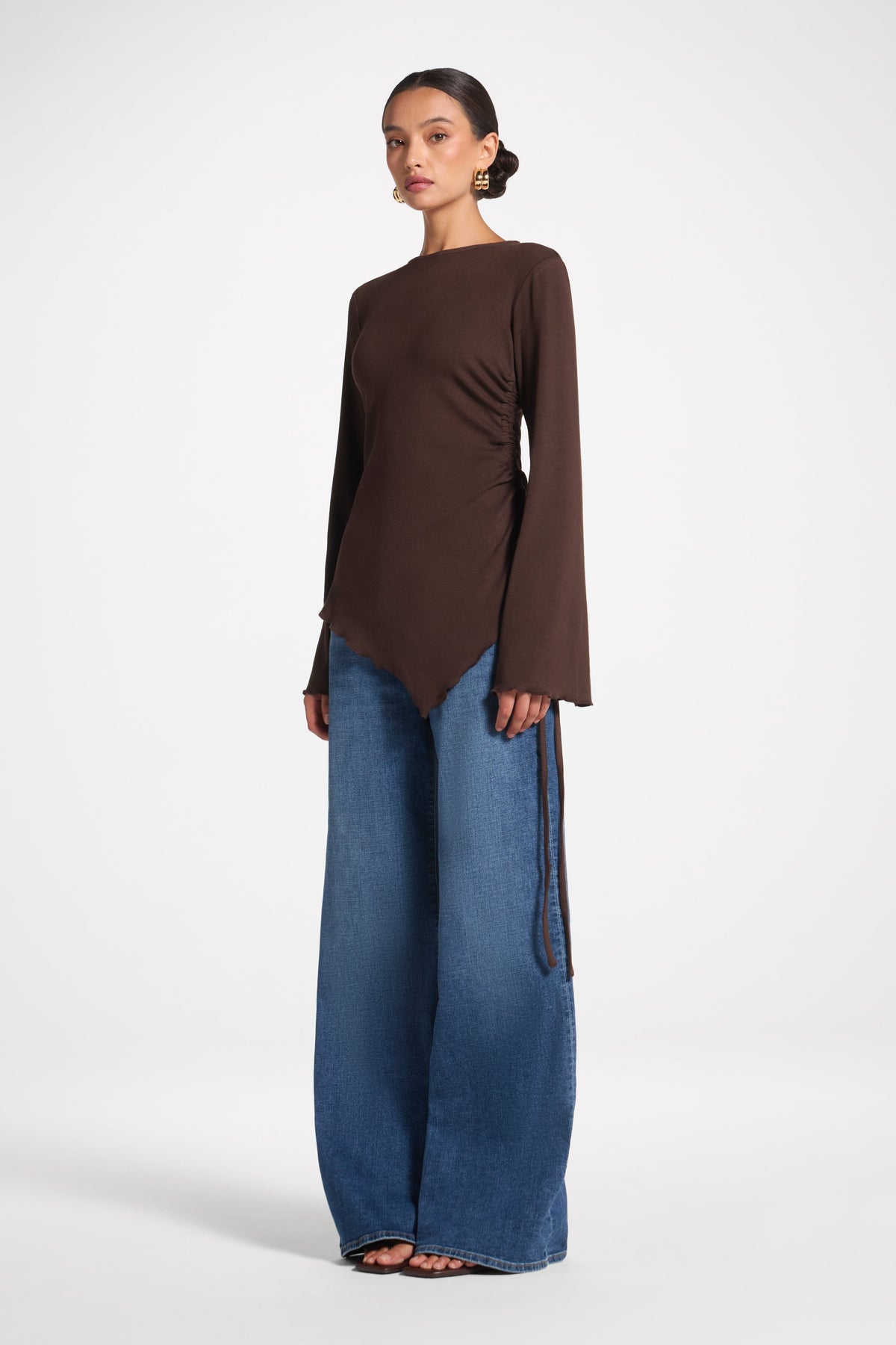 Asymmetric Ruched Top - Espresso Top Veiled 