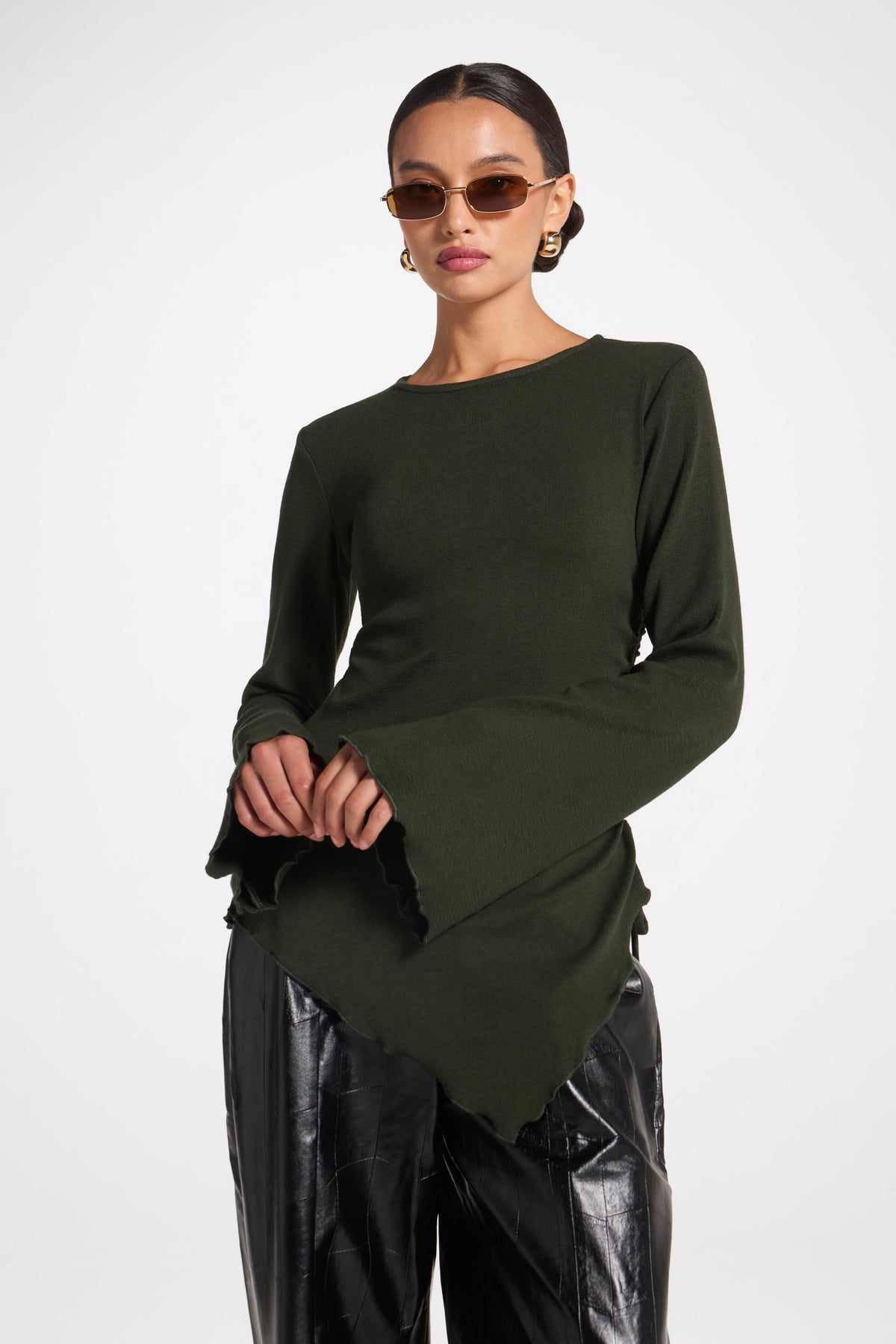 Asymmetric Ruched Top - Forest Top Veiled 