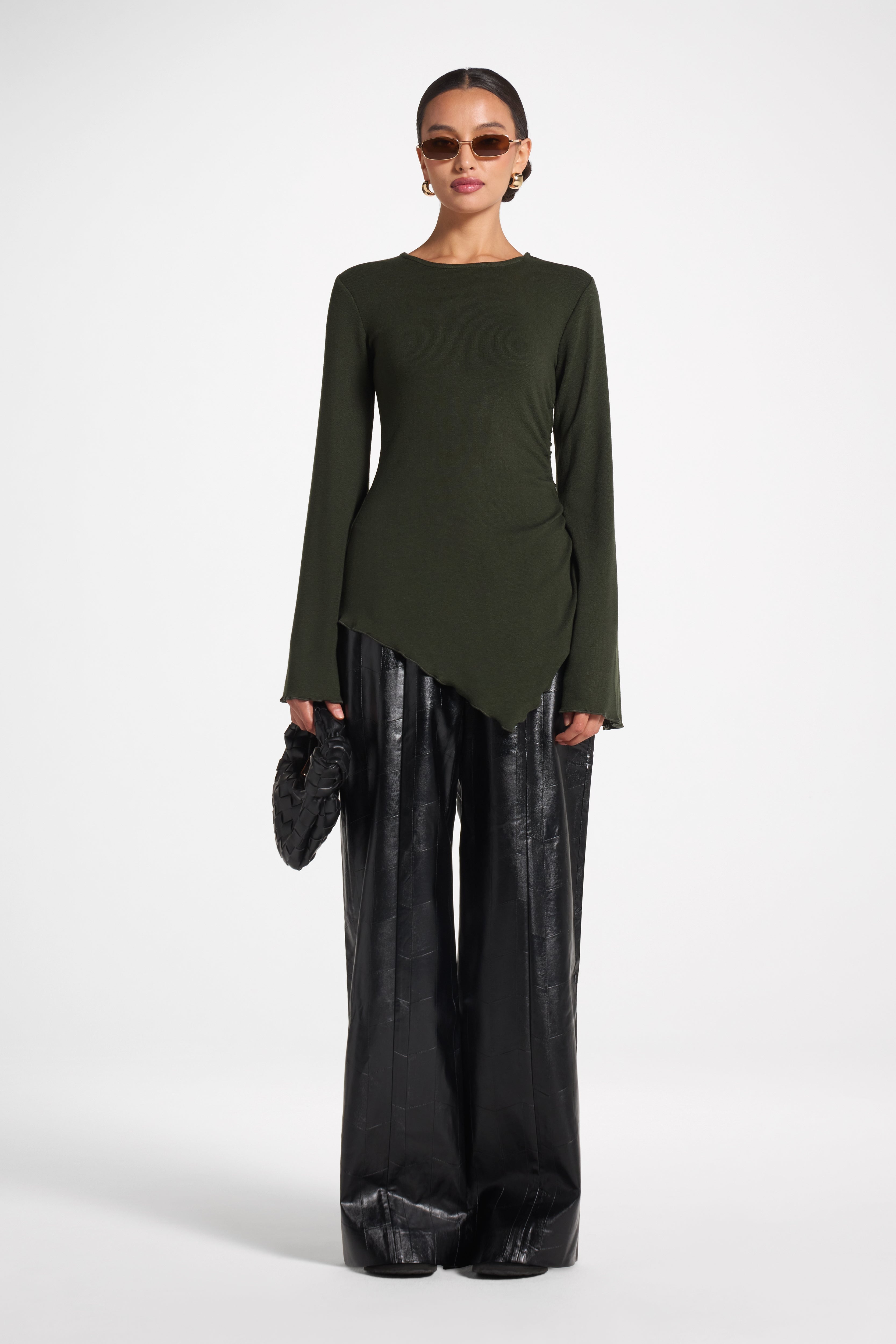 Asymmetric Ruched Top - Forest Top Veiled 
