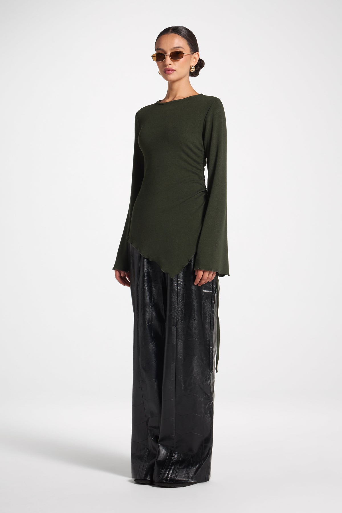 Asymmetric Ruched Top - Forest Top Veiled 