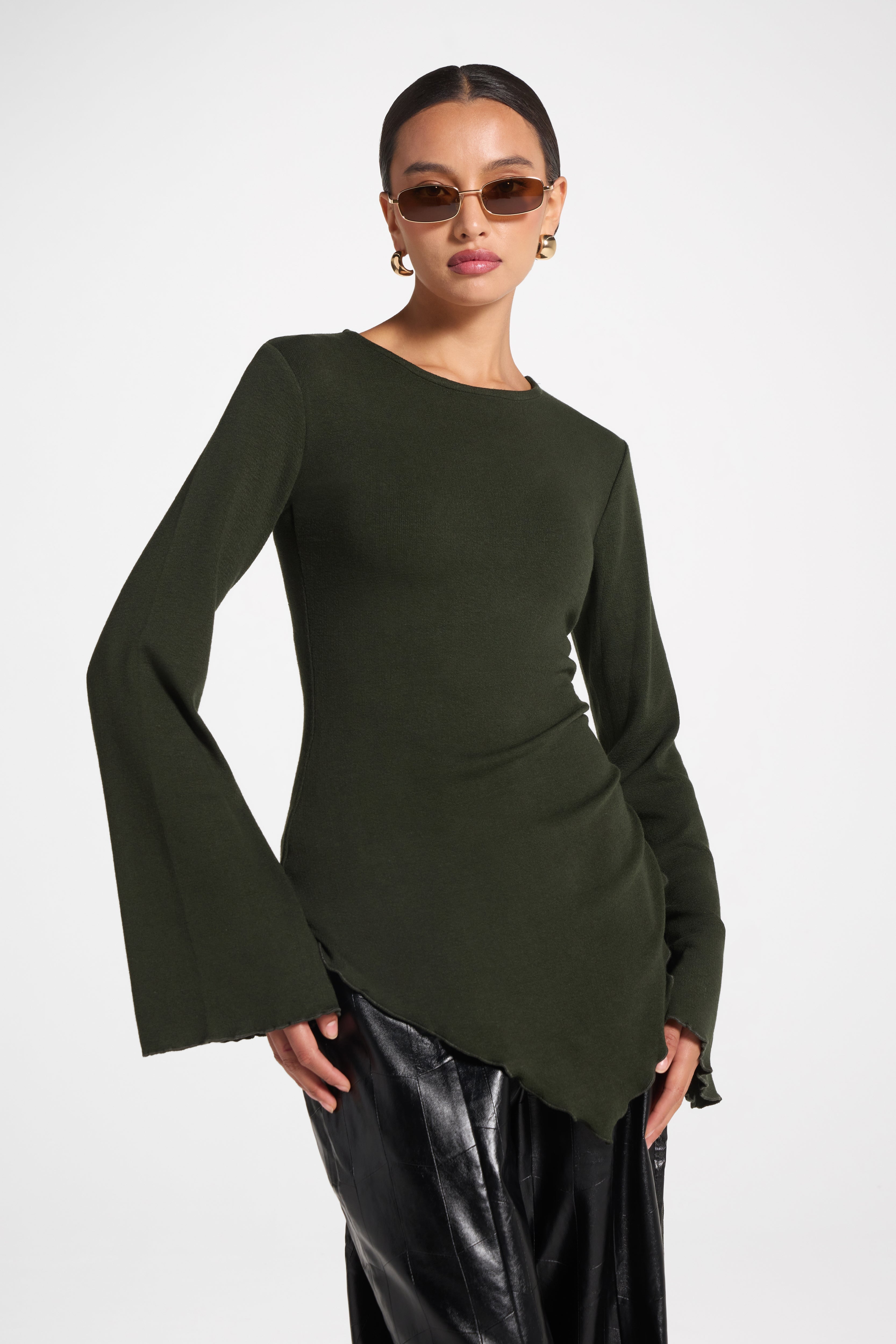 Asymmetric Ruched Top - Forest Top Veiled 