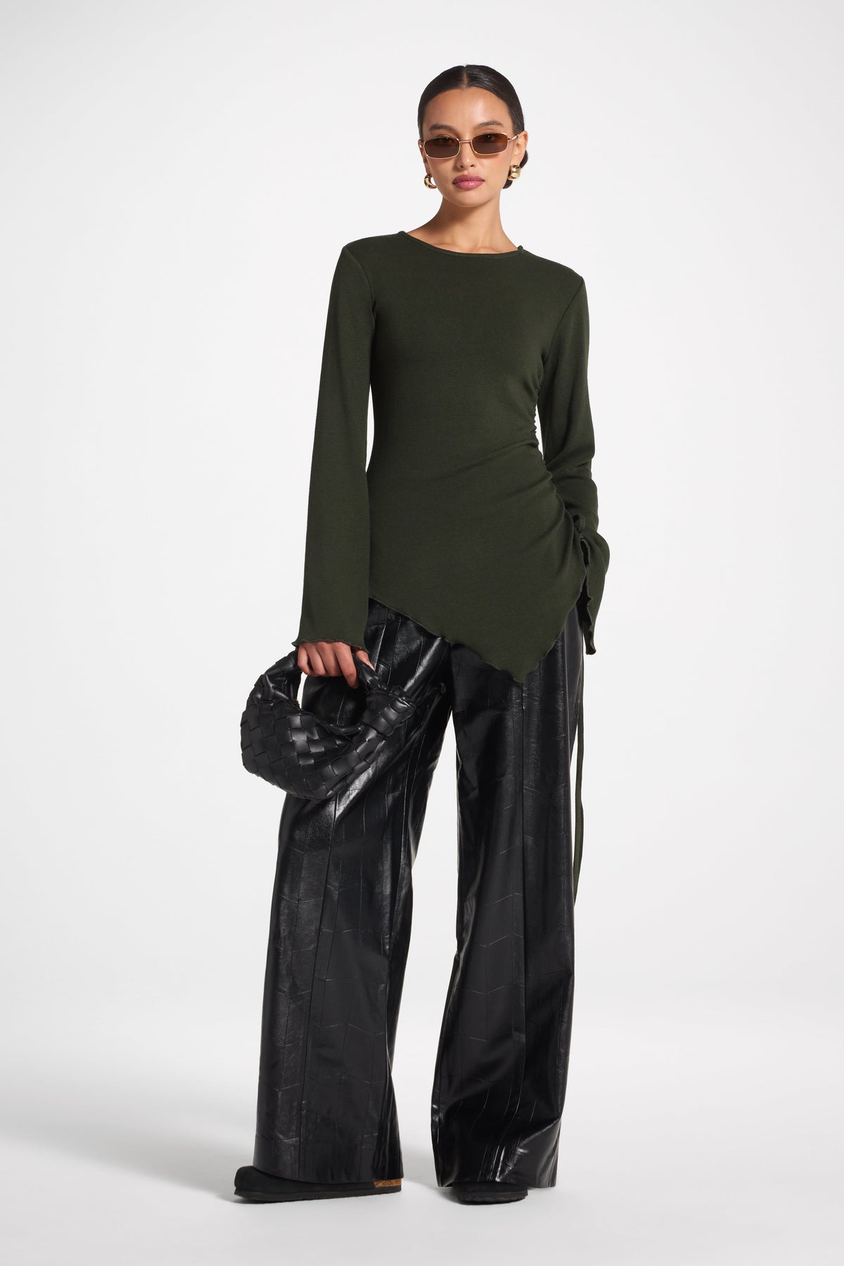 Asymmetric Ruched Top - Forest Top Veiled 