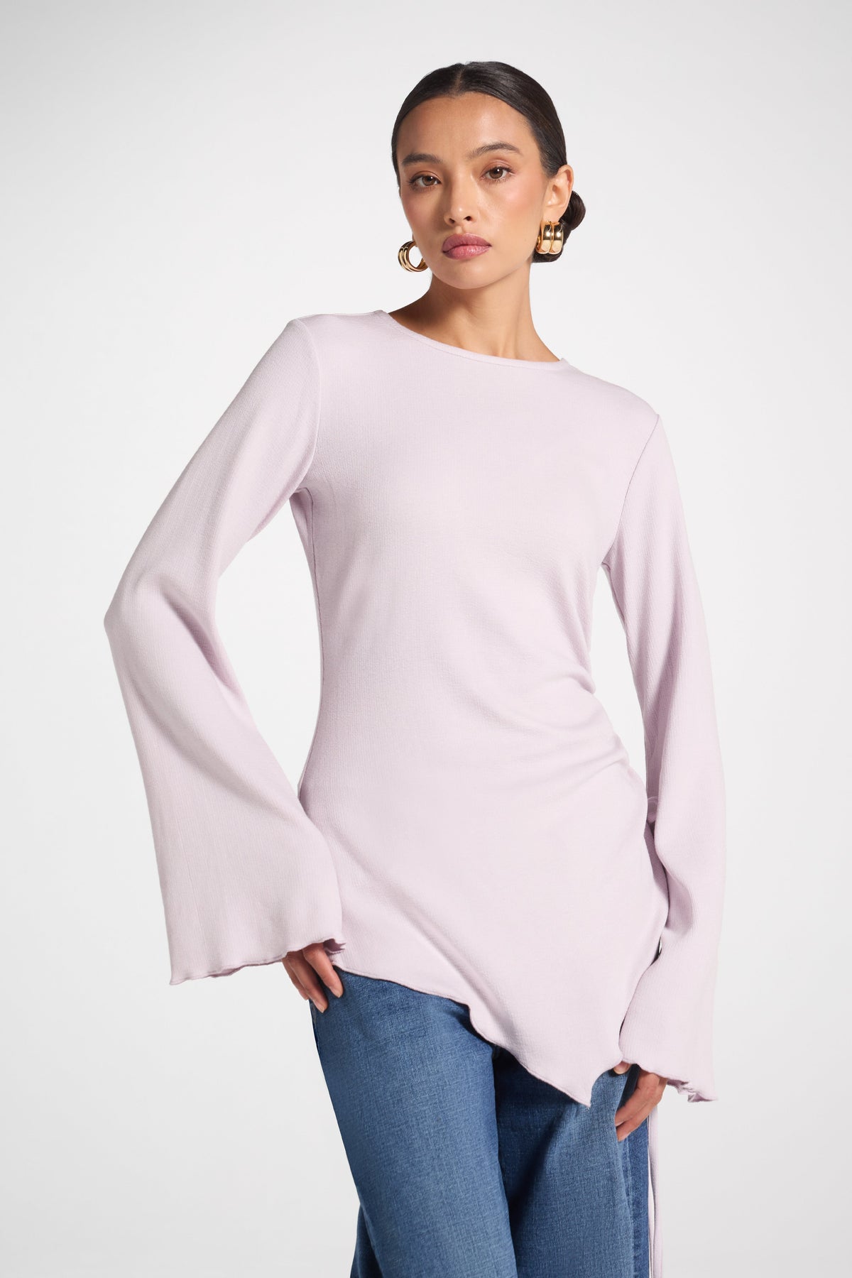 Asymmetric Ruched Top - Lilac Top Veiled 