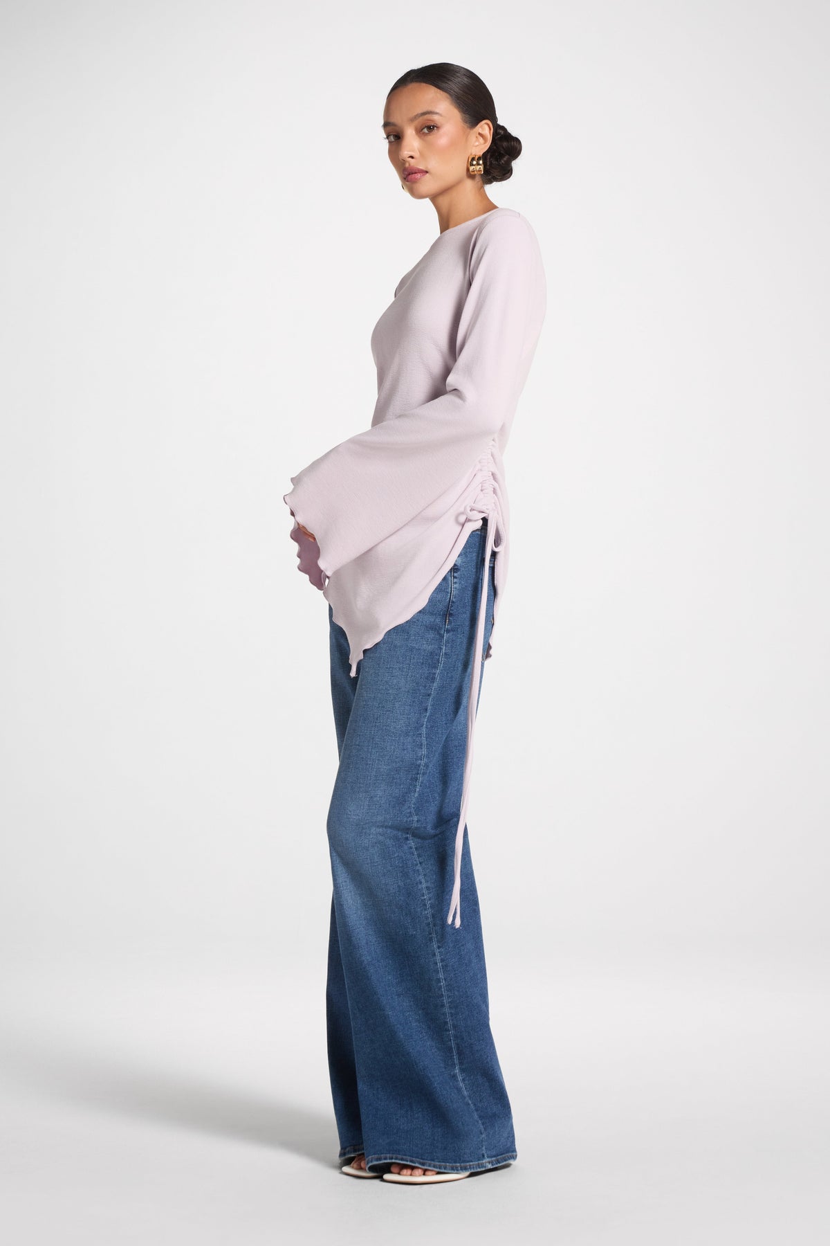 Asymmetric Ruched Top - Lilac Top Veiled 