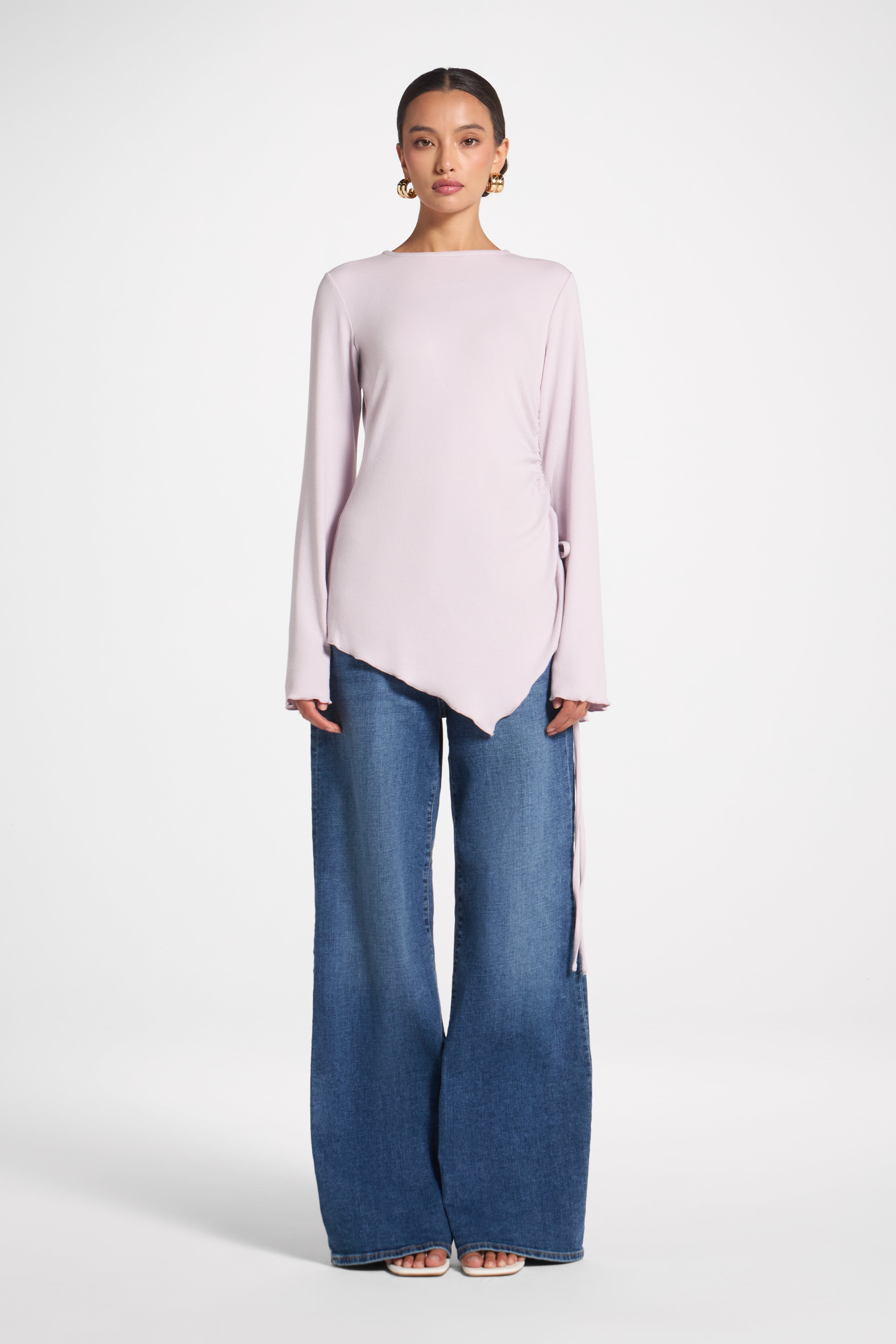Asymmetric Ruched Top - Lilac Top Veiled 