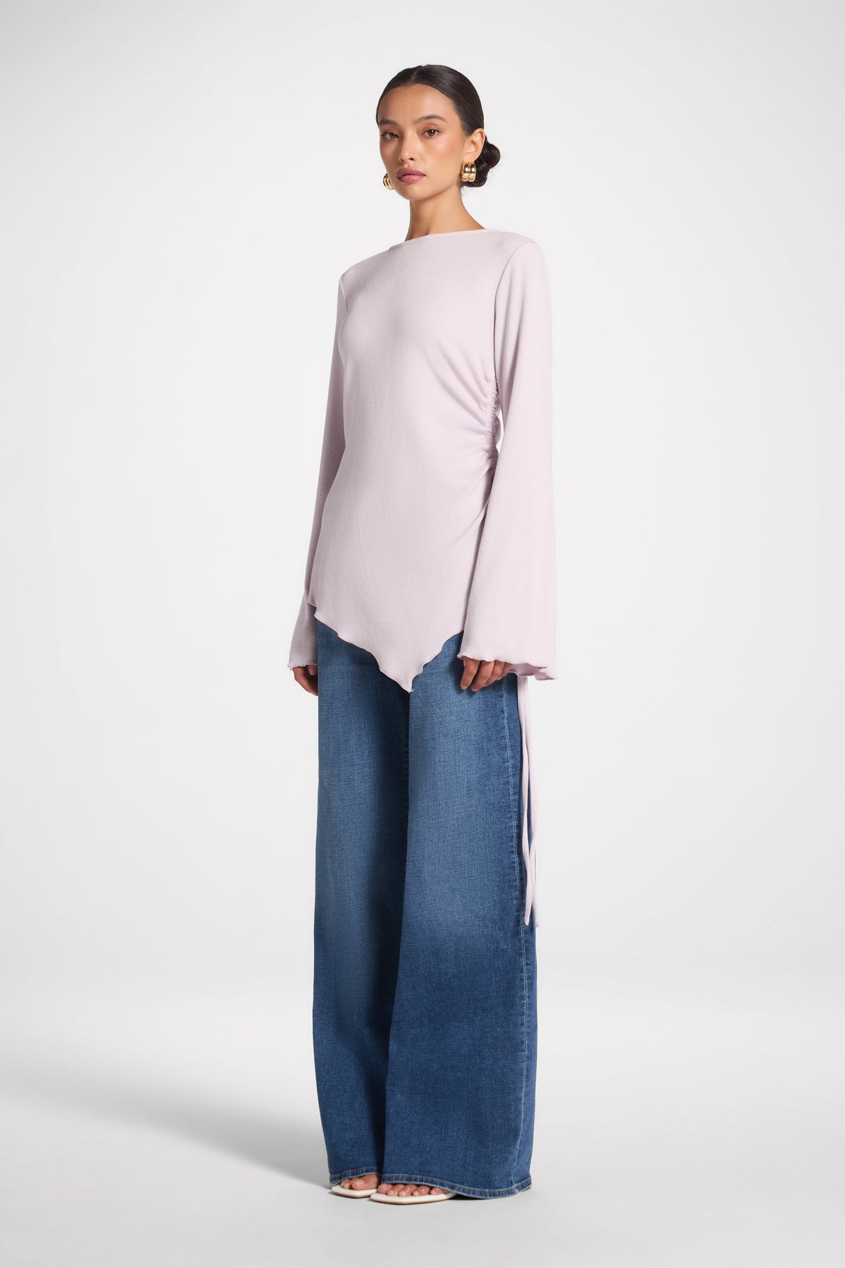 Asymmetric Ruched Top - Lilac Top Veiled 