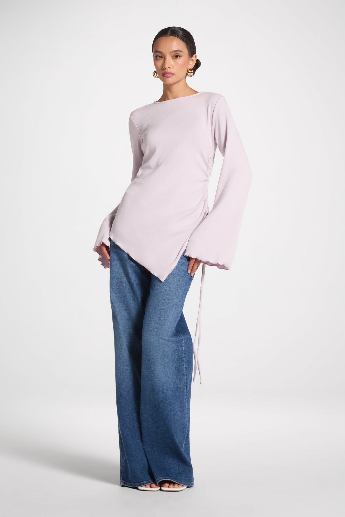 Asymmetric Ruched Top - Lilac Top Veiled 