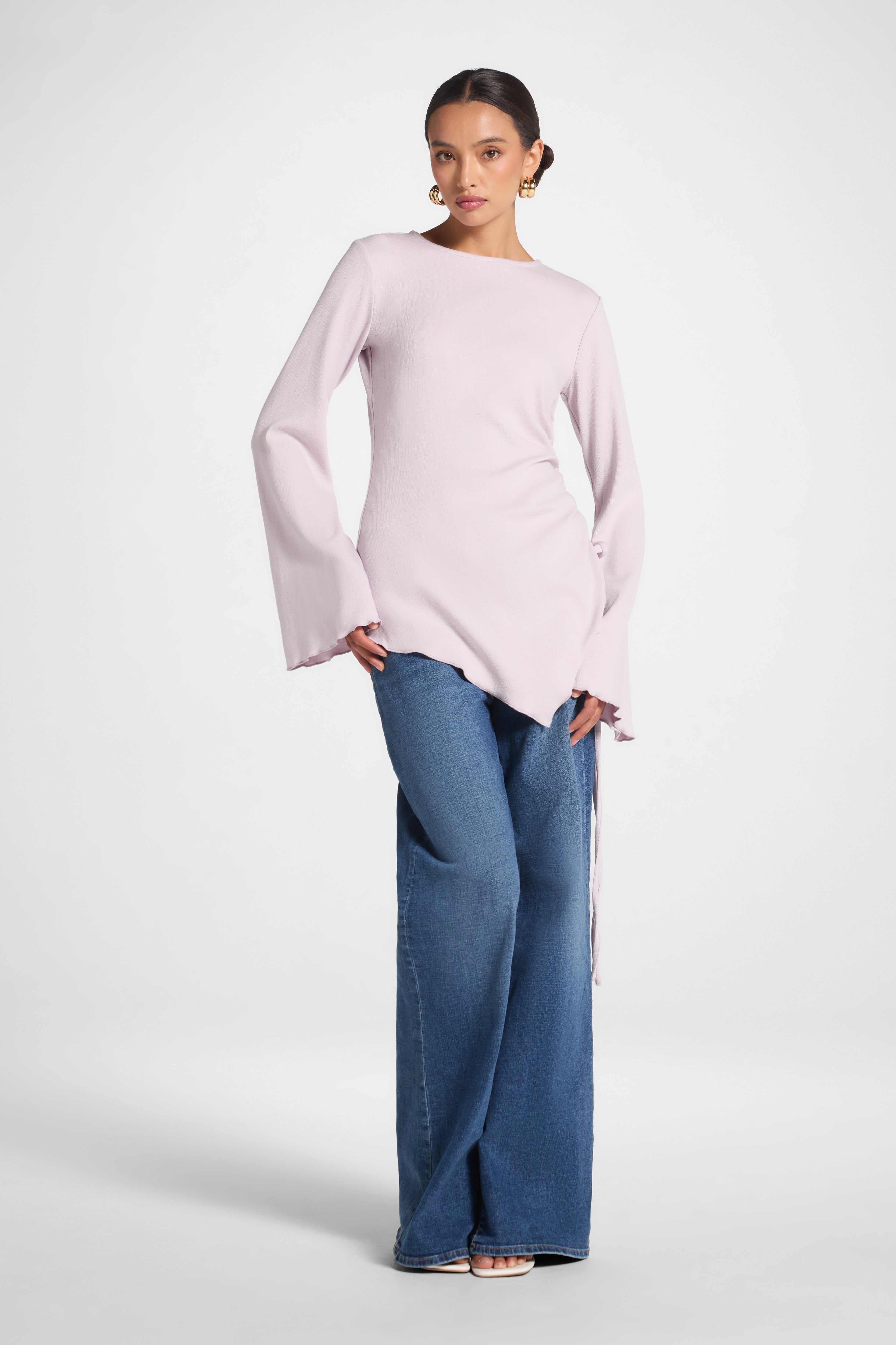 Asymmetric Ruched Top - Lilac Top Veiled 
