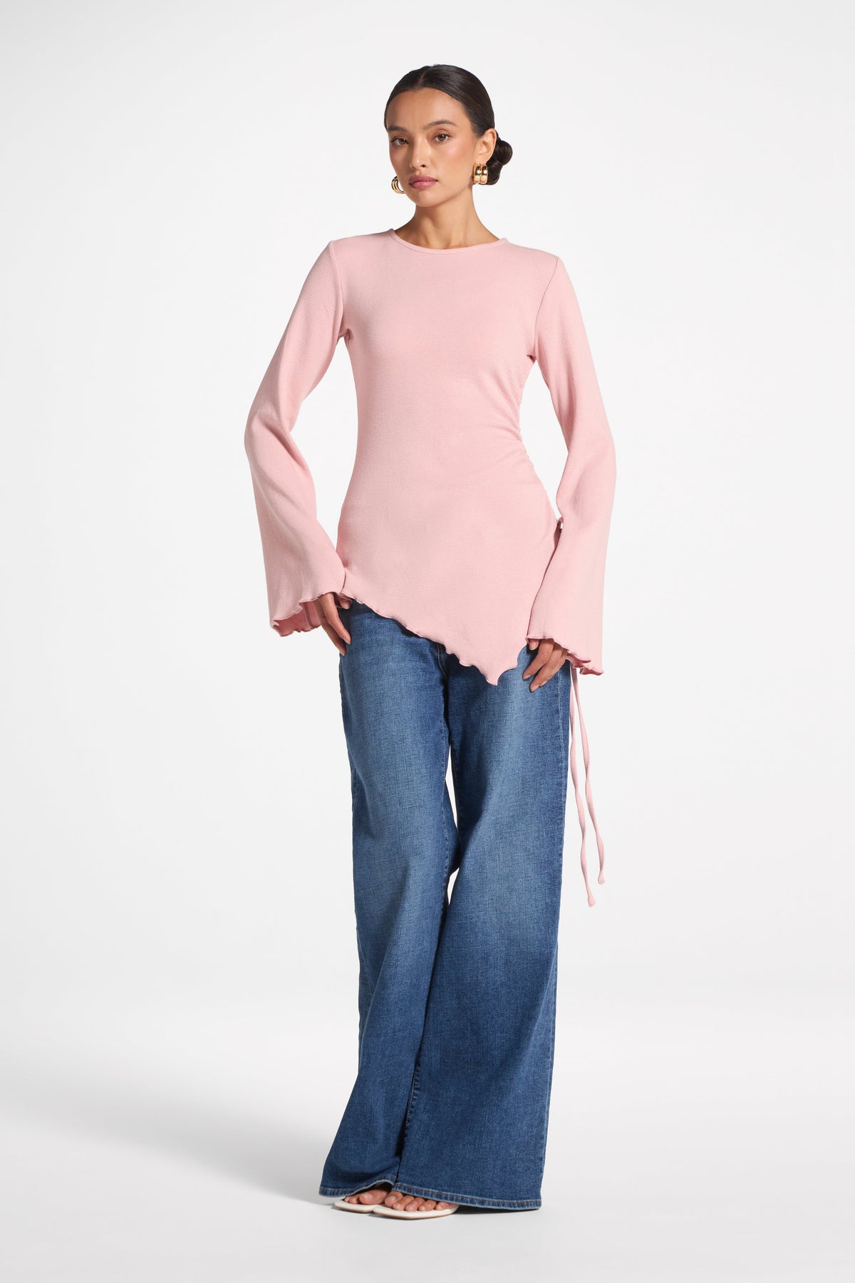 Asymmetric Ruched Top - Pink Frost Top Veiled 