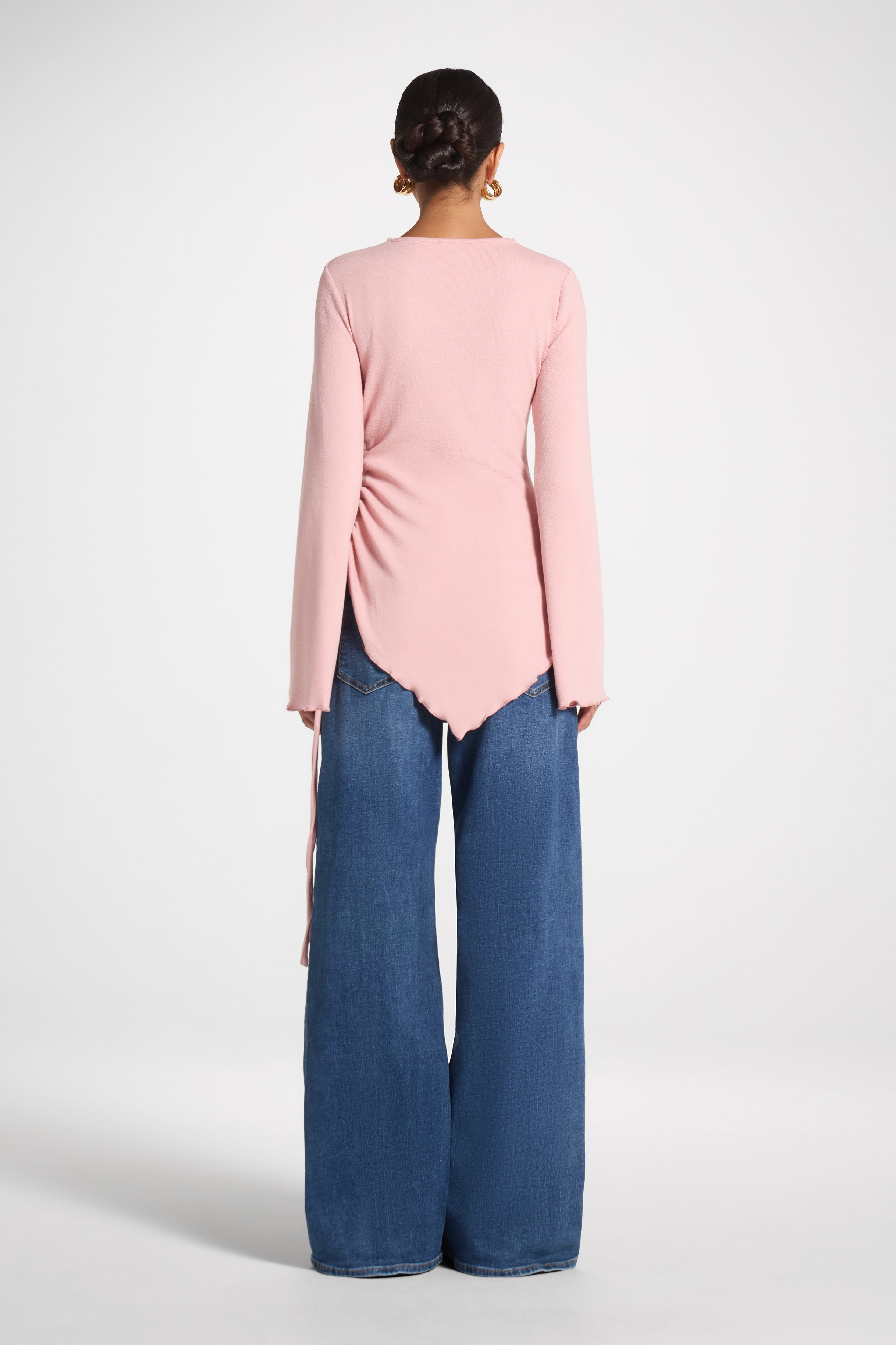 Asymmetric Ruched Top - Pink Frost Top Veiled 