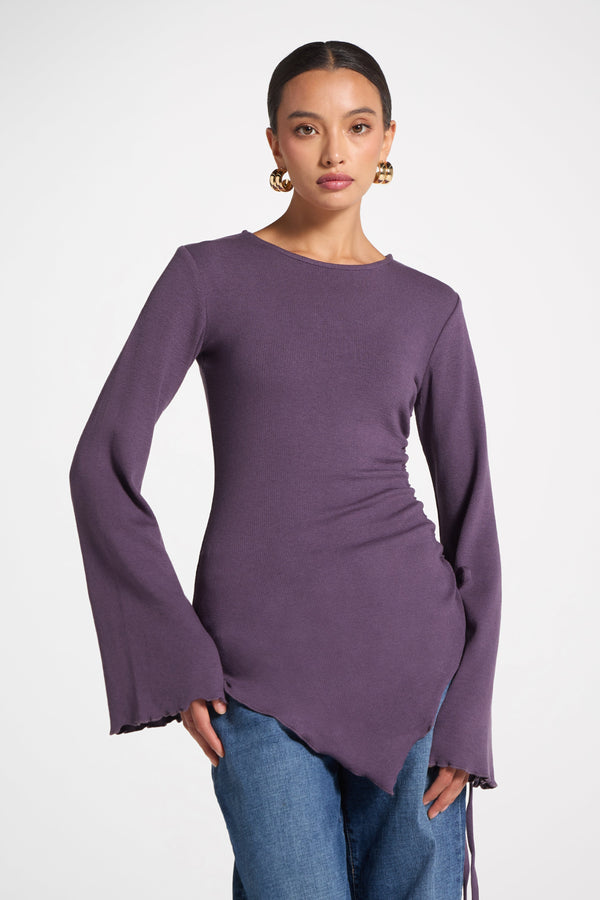 Asymmetric Ruched Top - Plum Top Veiled 