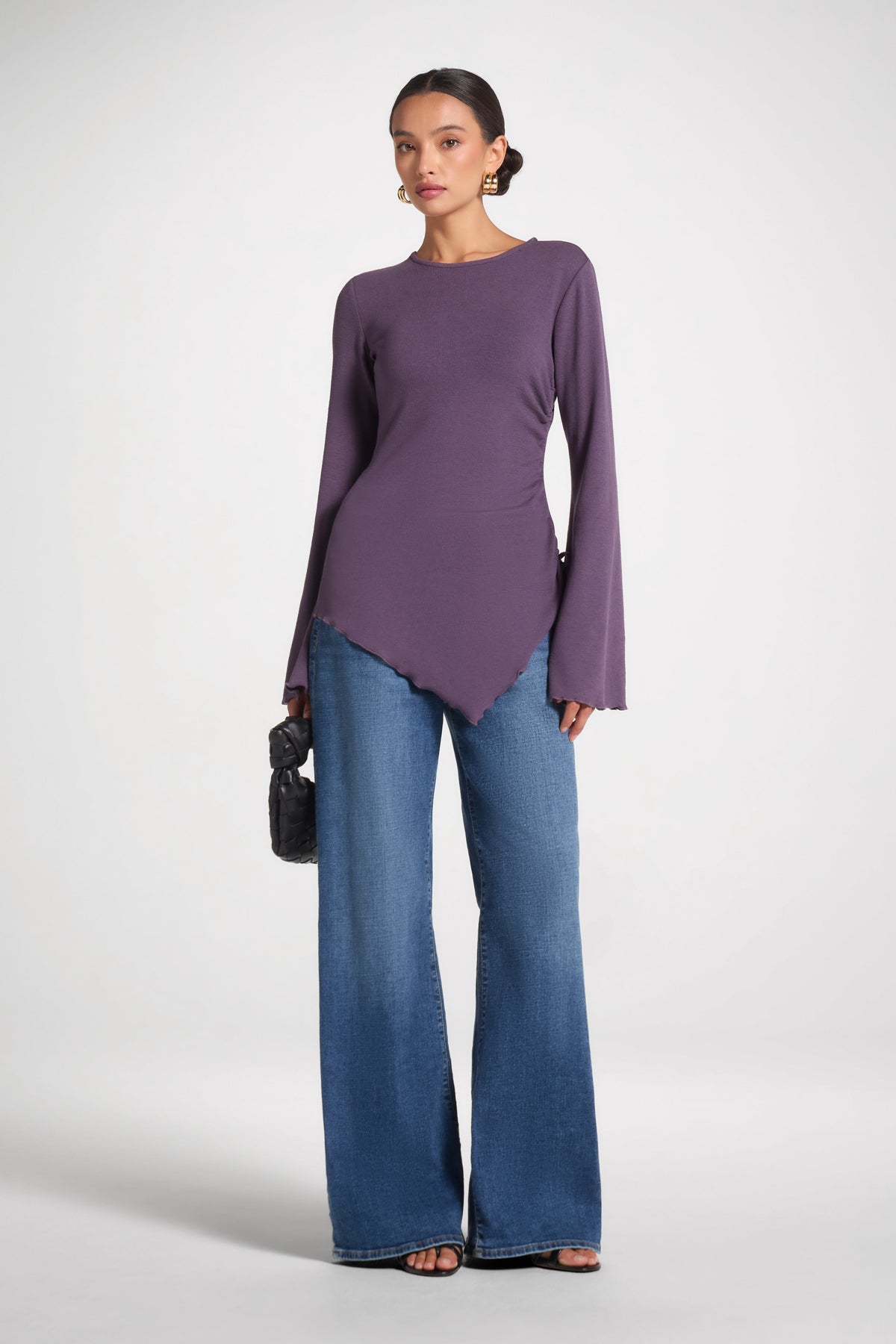Asymmetric Ruched Top - Plum Top Veiled 