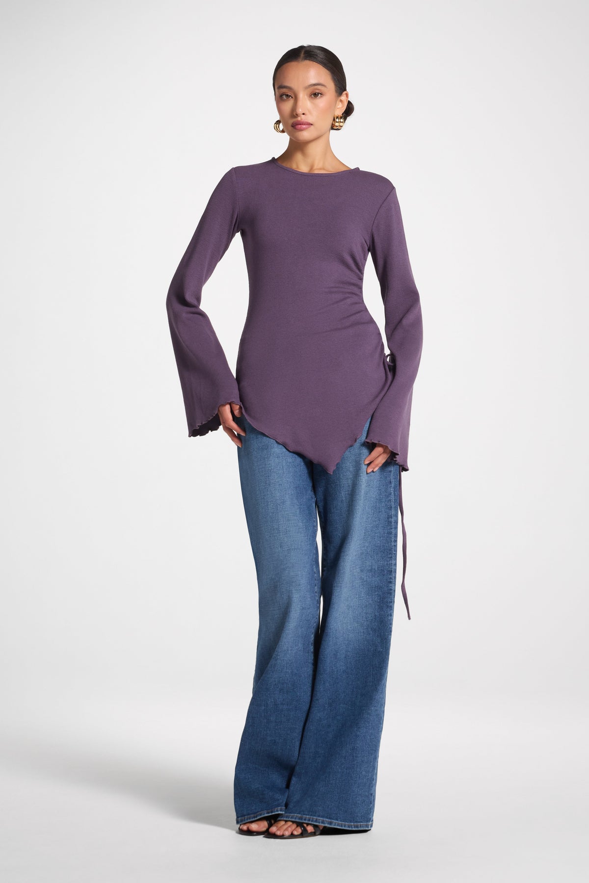 Asymmetric Ruched Top - Plum Top Veiled 