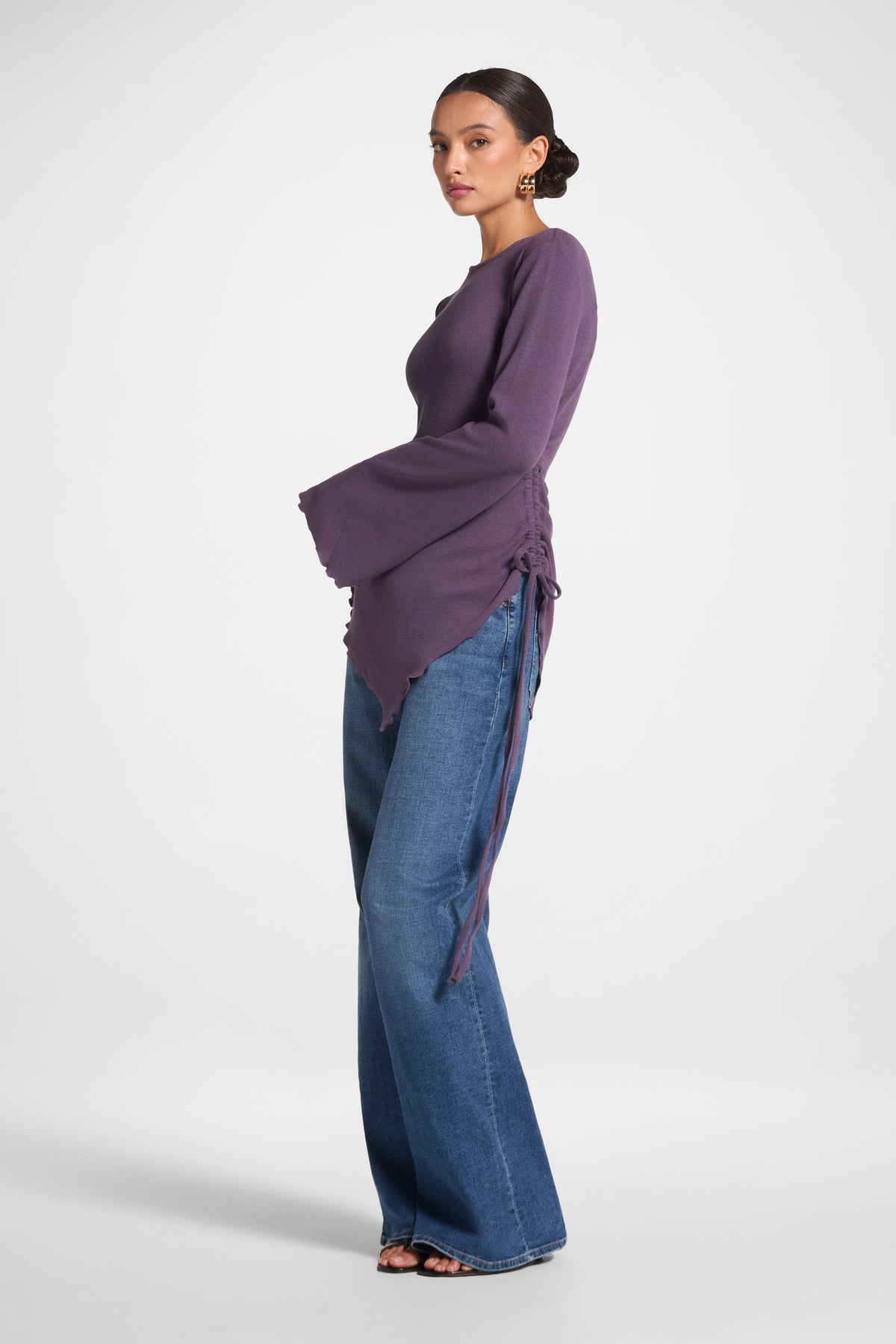 Asymmetric Ruched Top - Plum Top Veiled 