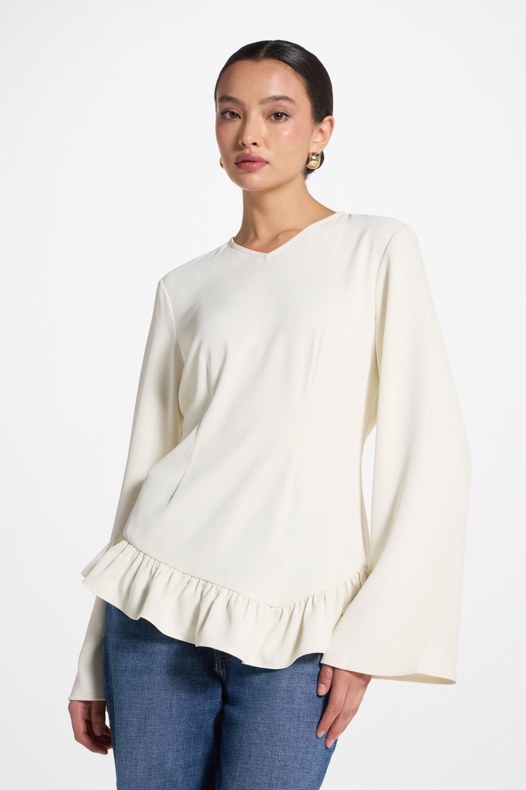 Asymmetric Ruffle Top - Moonlight Abayas Veiled 