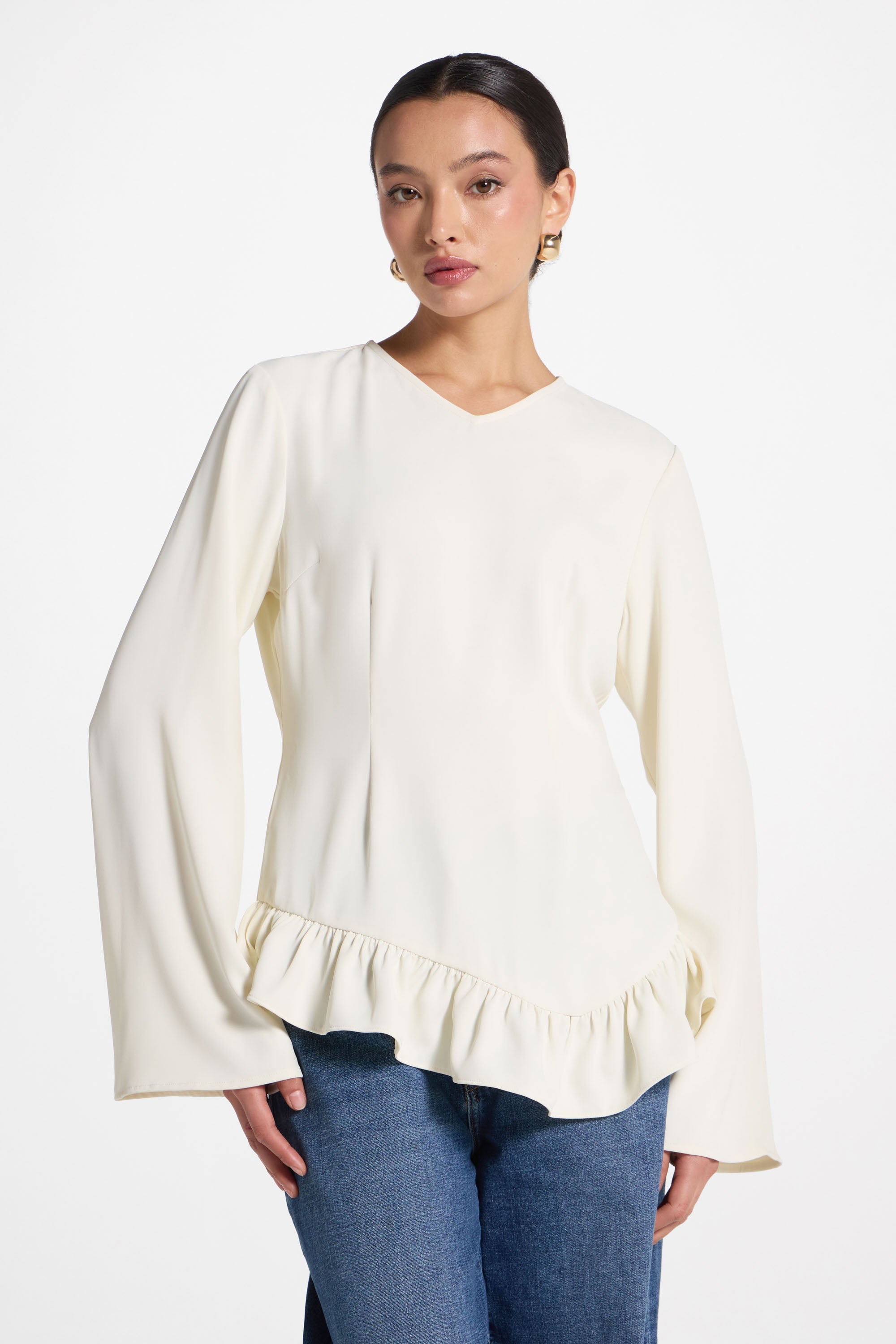 Asymmetric Ruffle Top - Moonlight Abayas Veiled 
