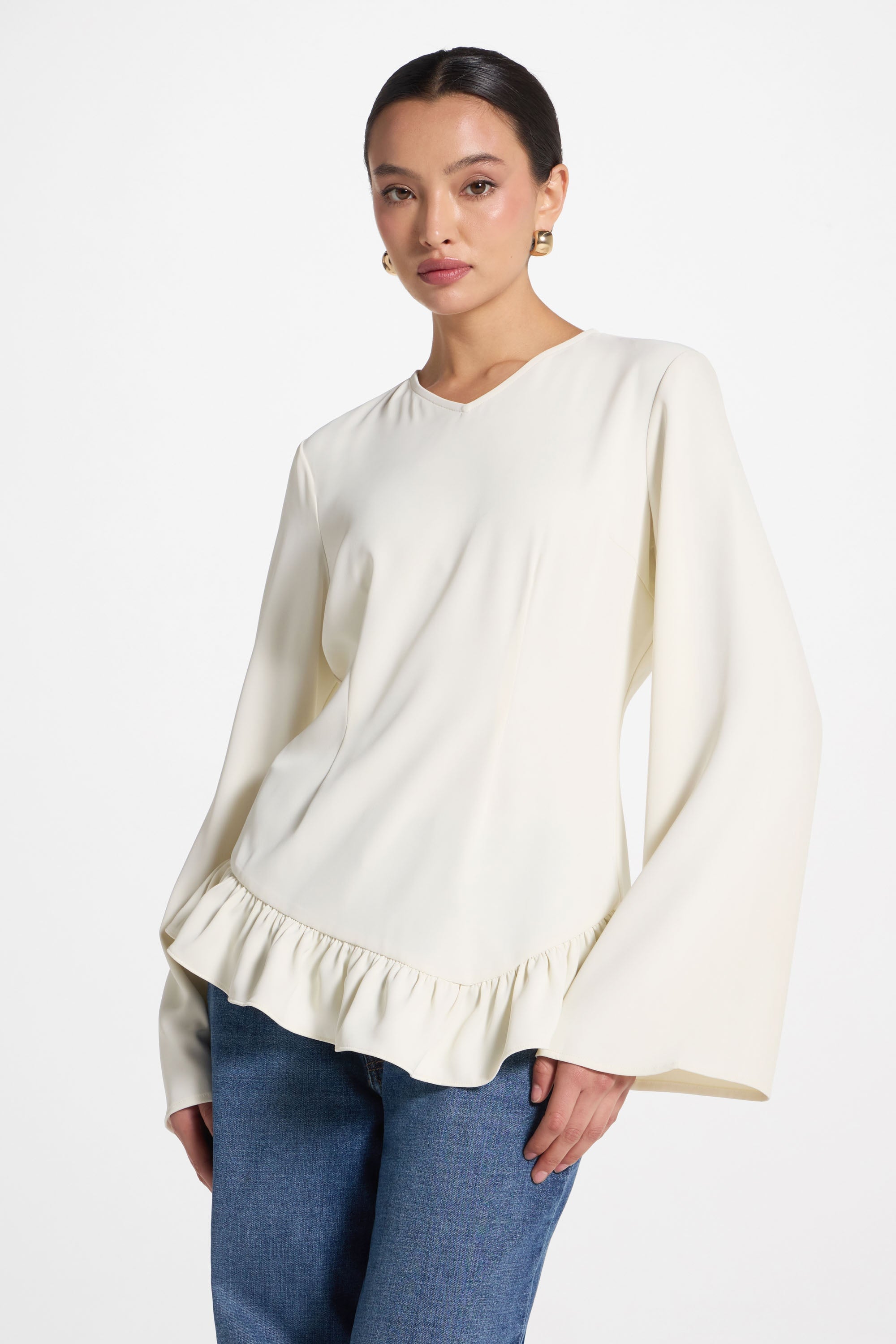 Asymmetric Ruffle Top - Moonlight Abayas Veiled 