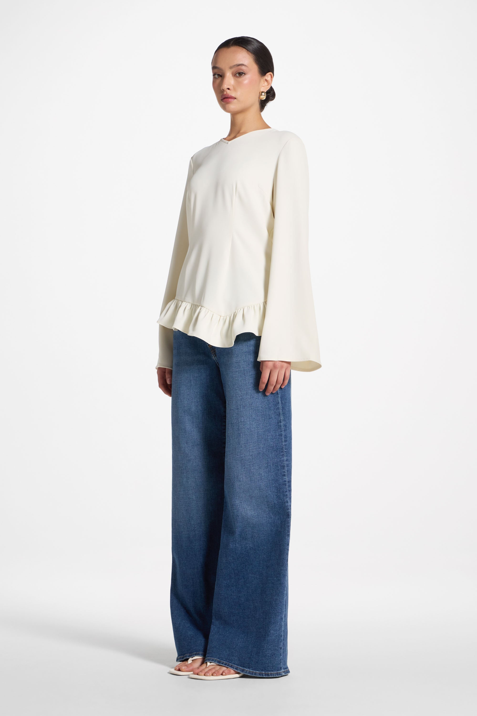 Asymmetric Ruffle Top - Moonlight Abayas Veiled 