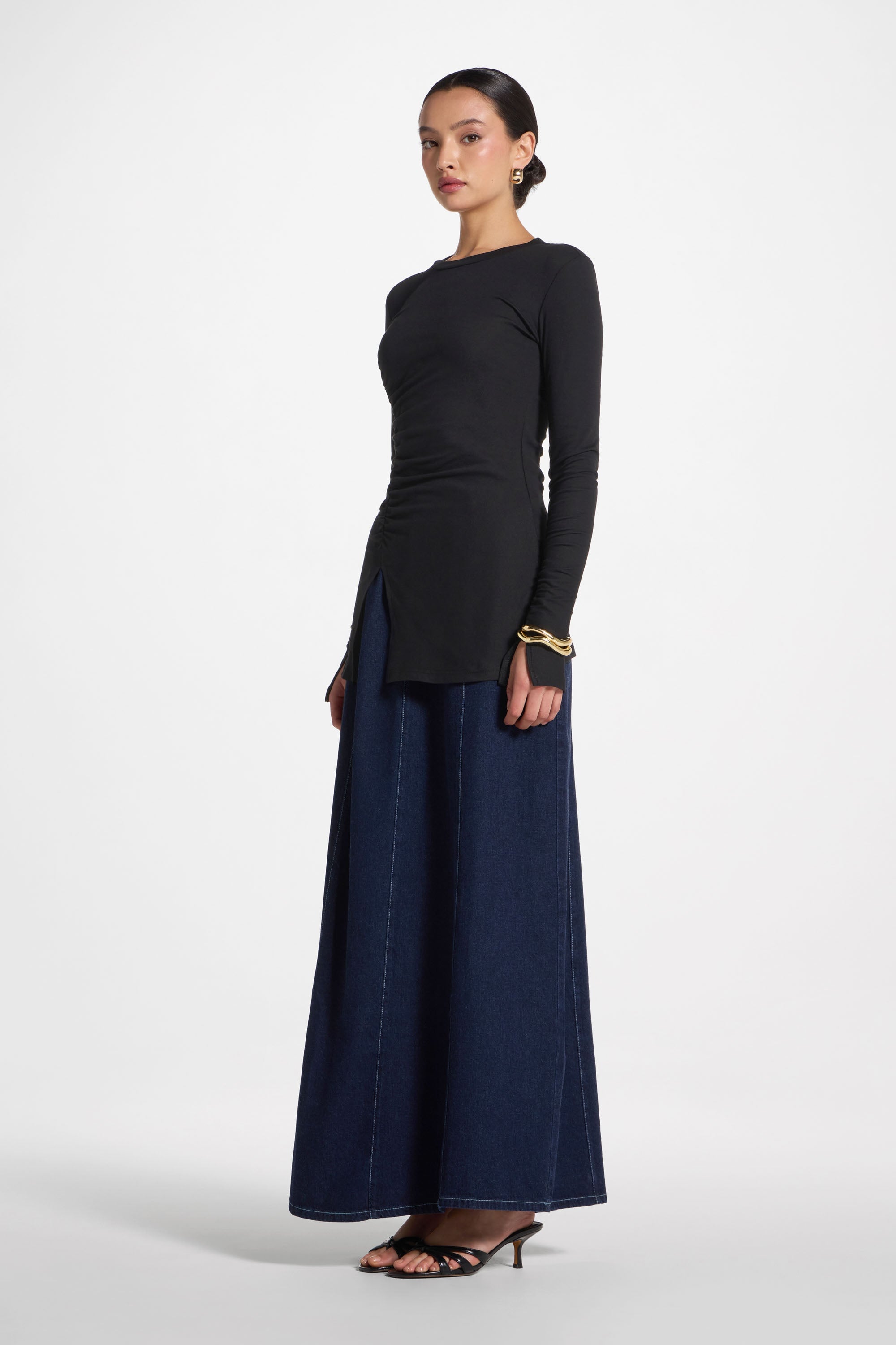 Asymmetric Side Slit Top - Black Abayas Veiled 