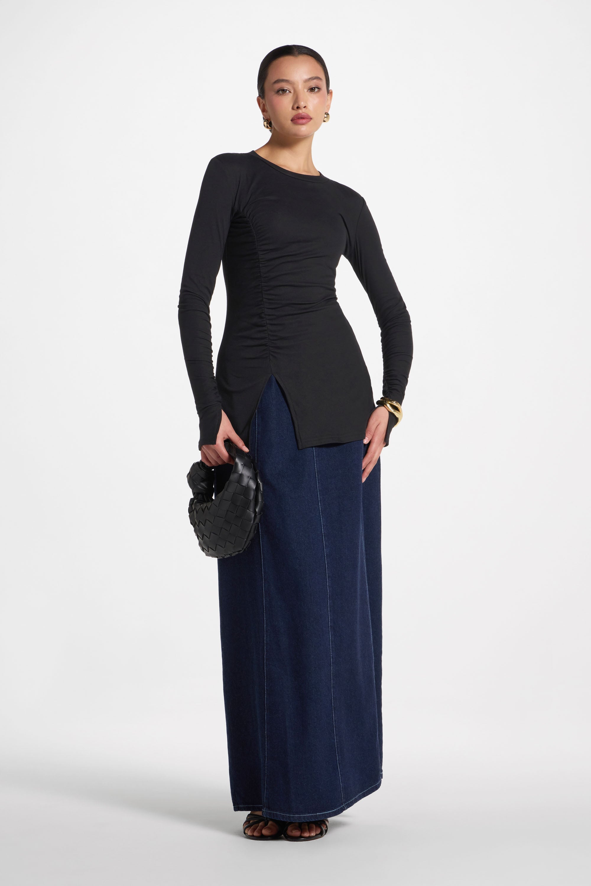 Asymmetric Side Slit Top - Black Abayas Veiled 