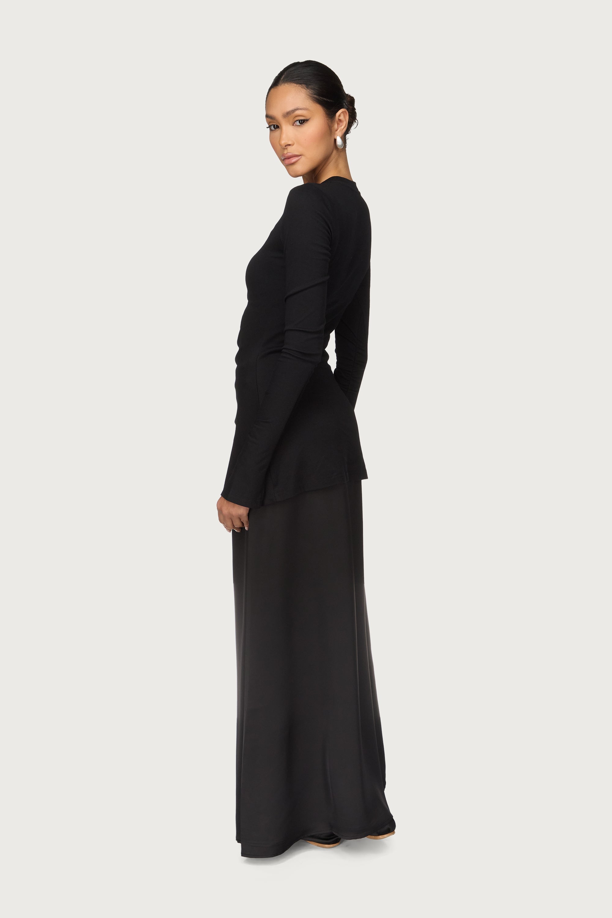 Asymmetric Side Slit Top - Black Abayas Veiled 