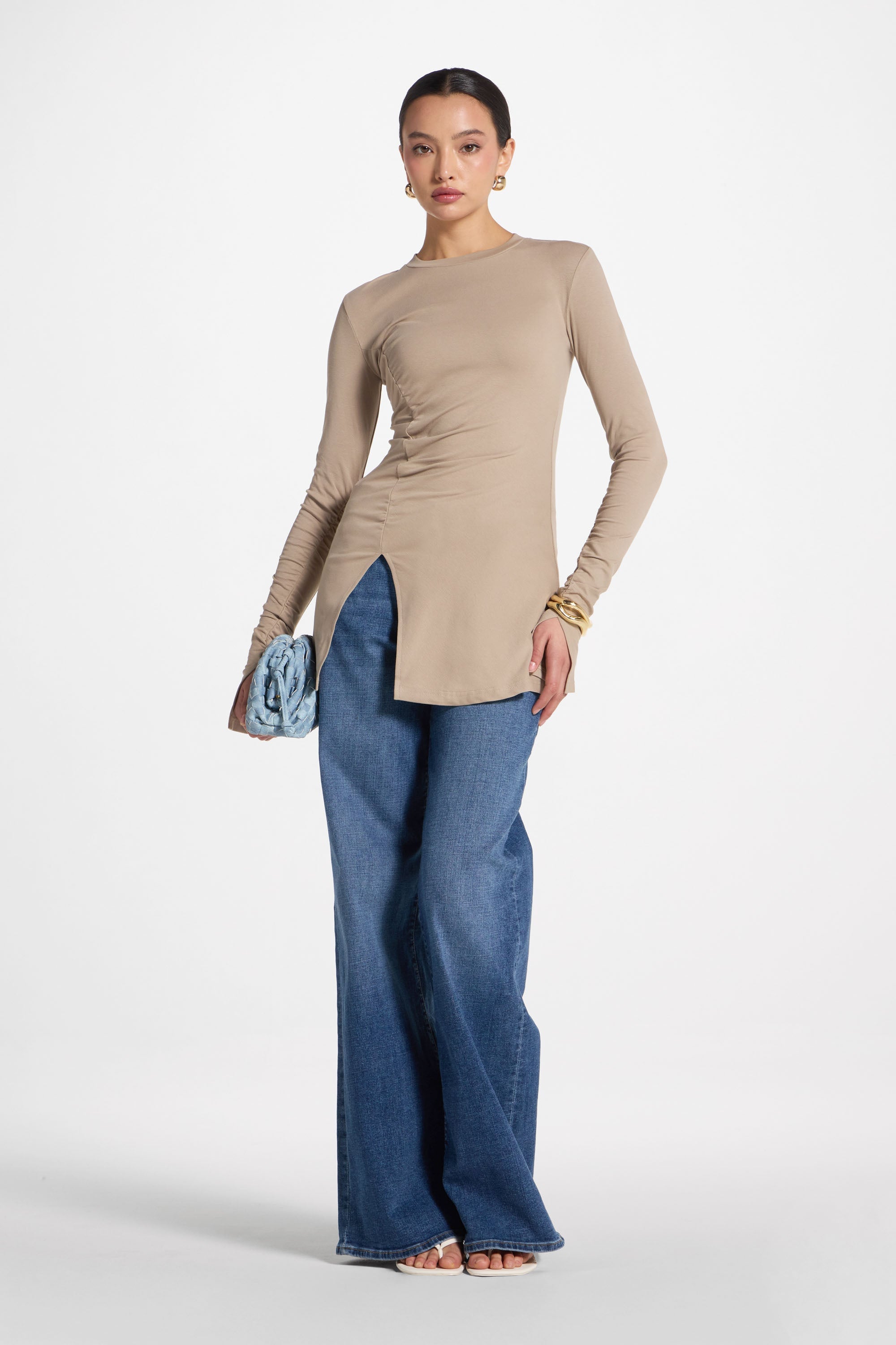 Asymmetric Side Slit Top - Driftwood Abayas Veiled 