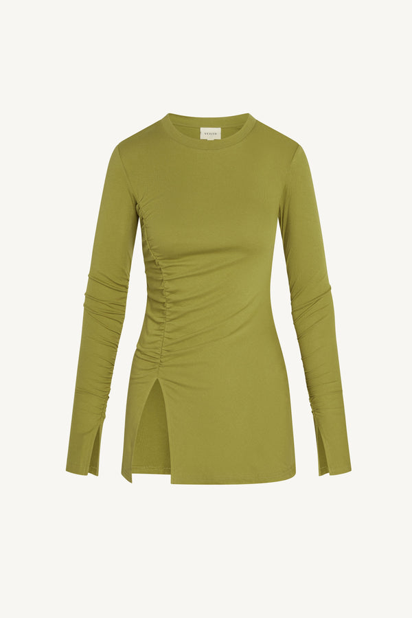 Asymmetric Side Slit Top - Fern Green Abayas Veiled 