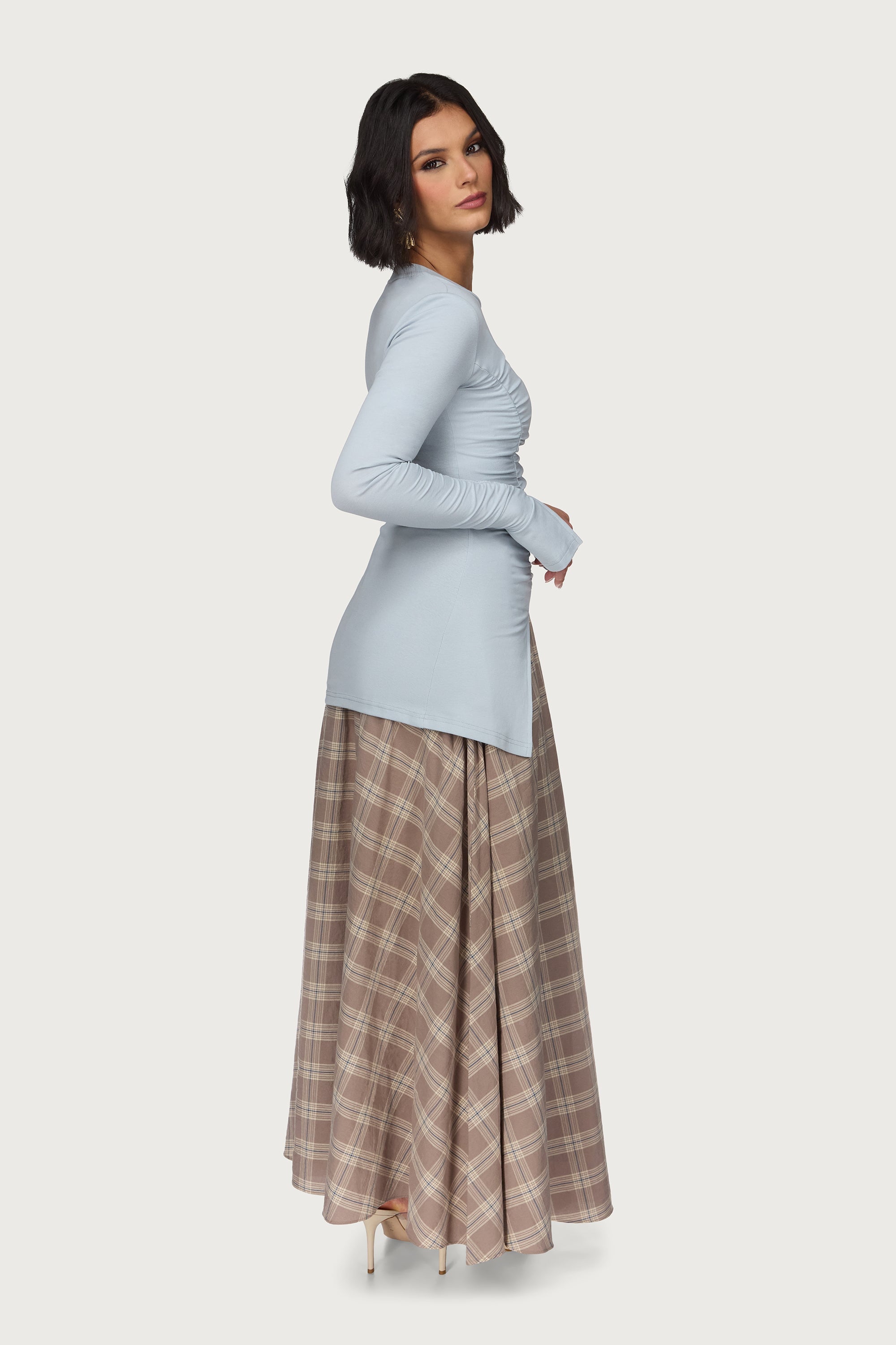 Asymmetric Side Slit Top - Light Blue Abayas Veiled 