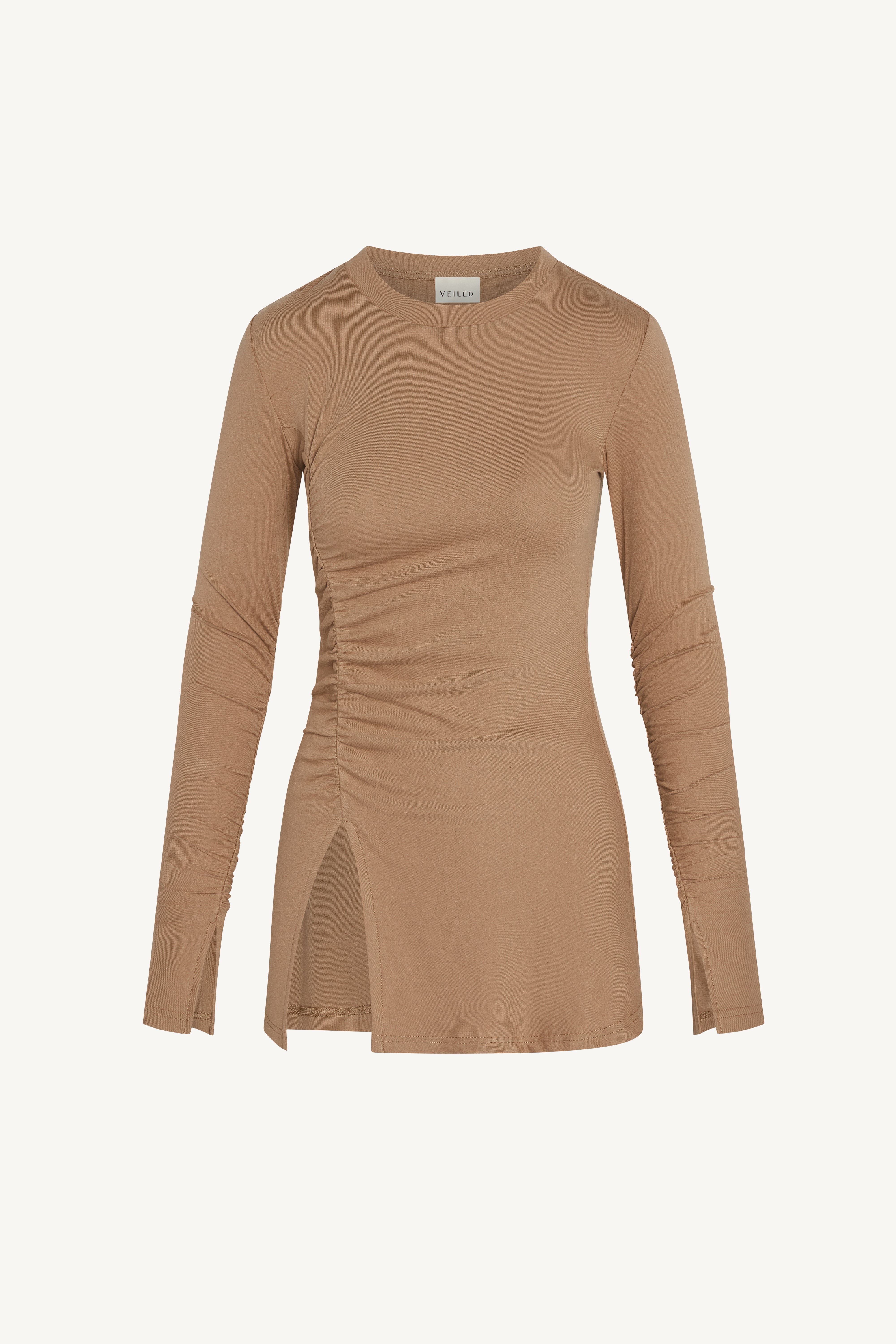 Asymmetric Side Slit Top - Toffee Abayas Veiled 