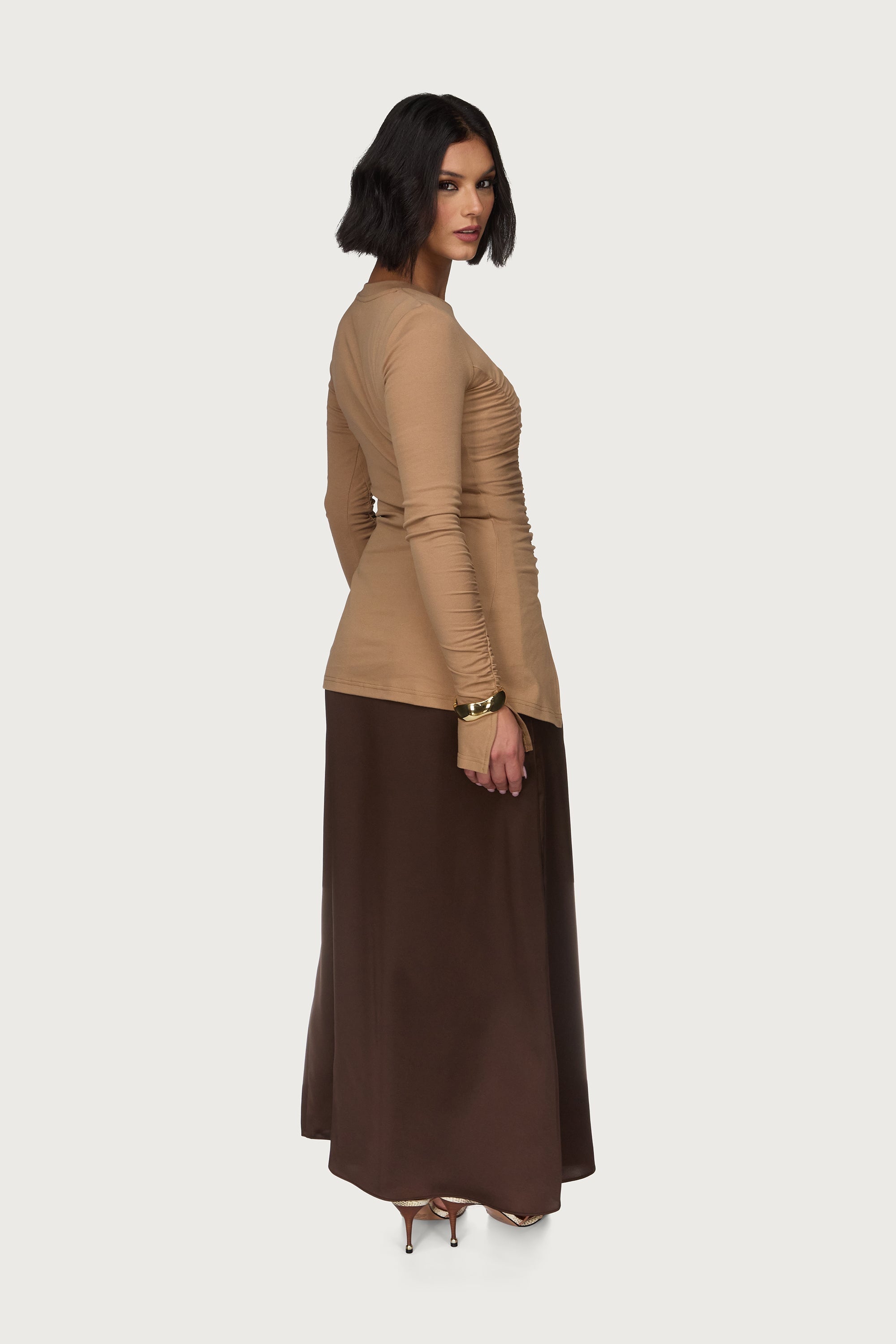 Asymmetric Side Slit Top - Toffee Abayas Veiled 