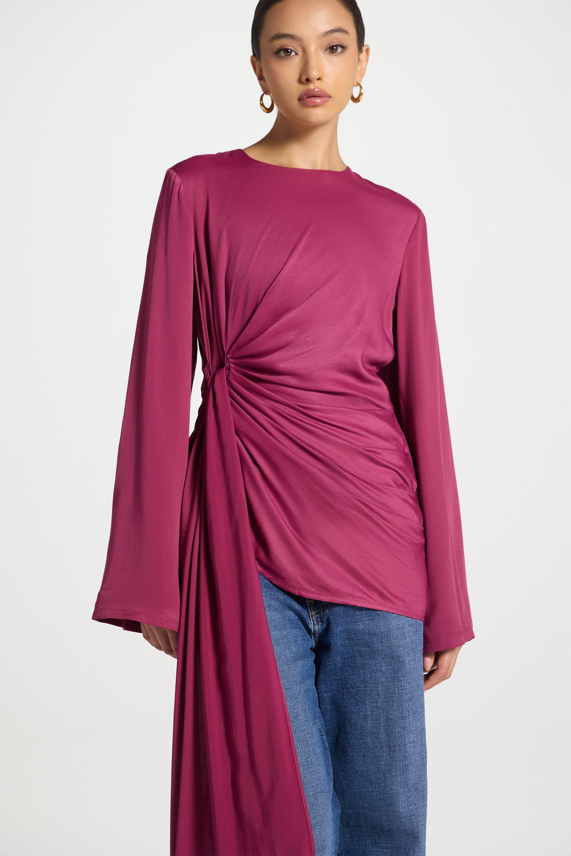 Asymmetric Side Tie Top - Fig Dresses Veiled 
