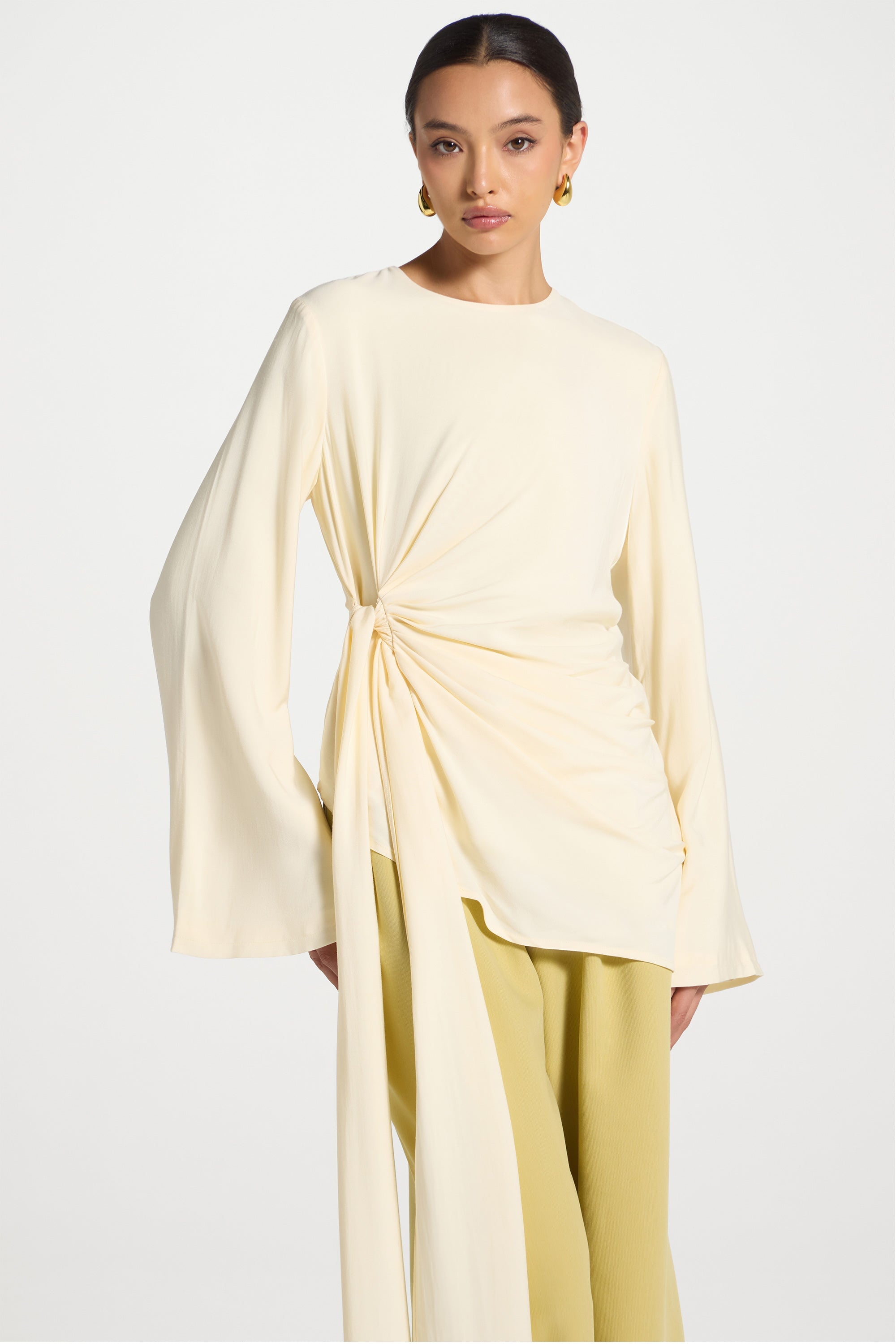 Asymmetric Side Tie Top - Seashell Dresses Veiled 