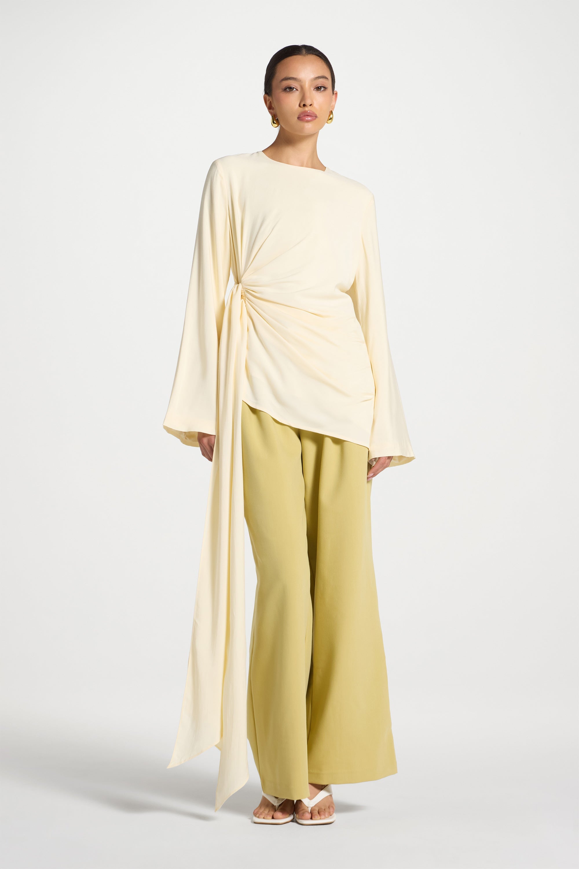 Asymmetric Side Tie Top - Seashell Dresses Veiled 