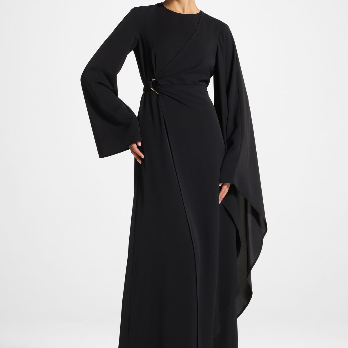 Asymmetric Sleeve Maxi Dress