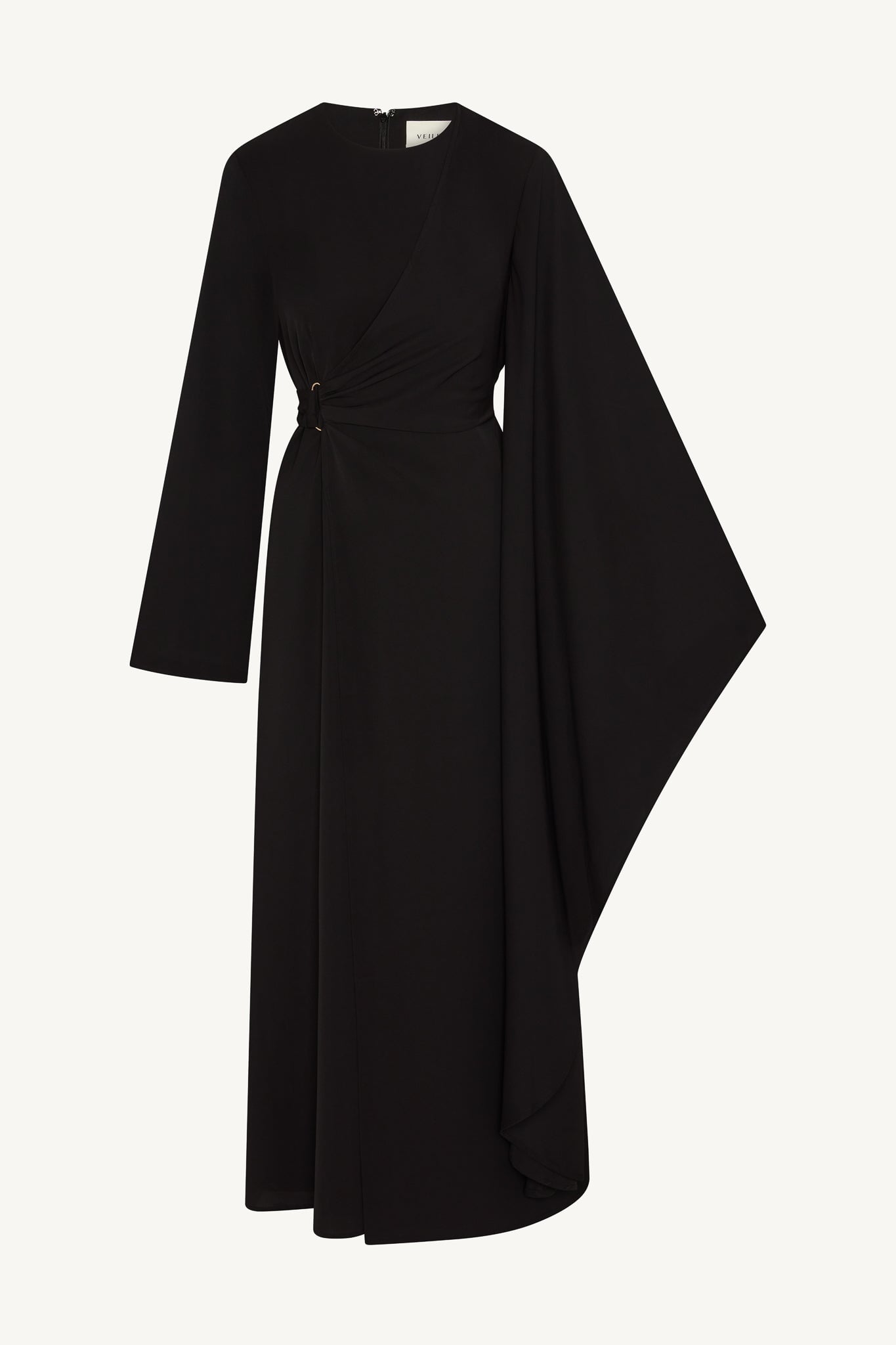 Asymmetric Sleeve Maxi Dress - Black Abayas Veiled 