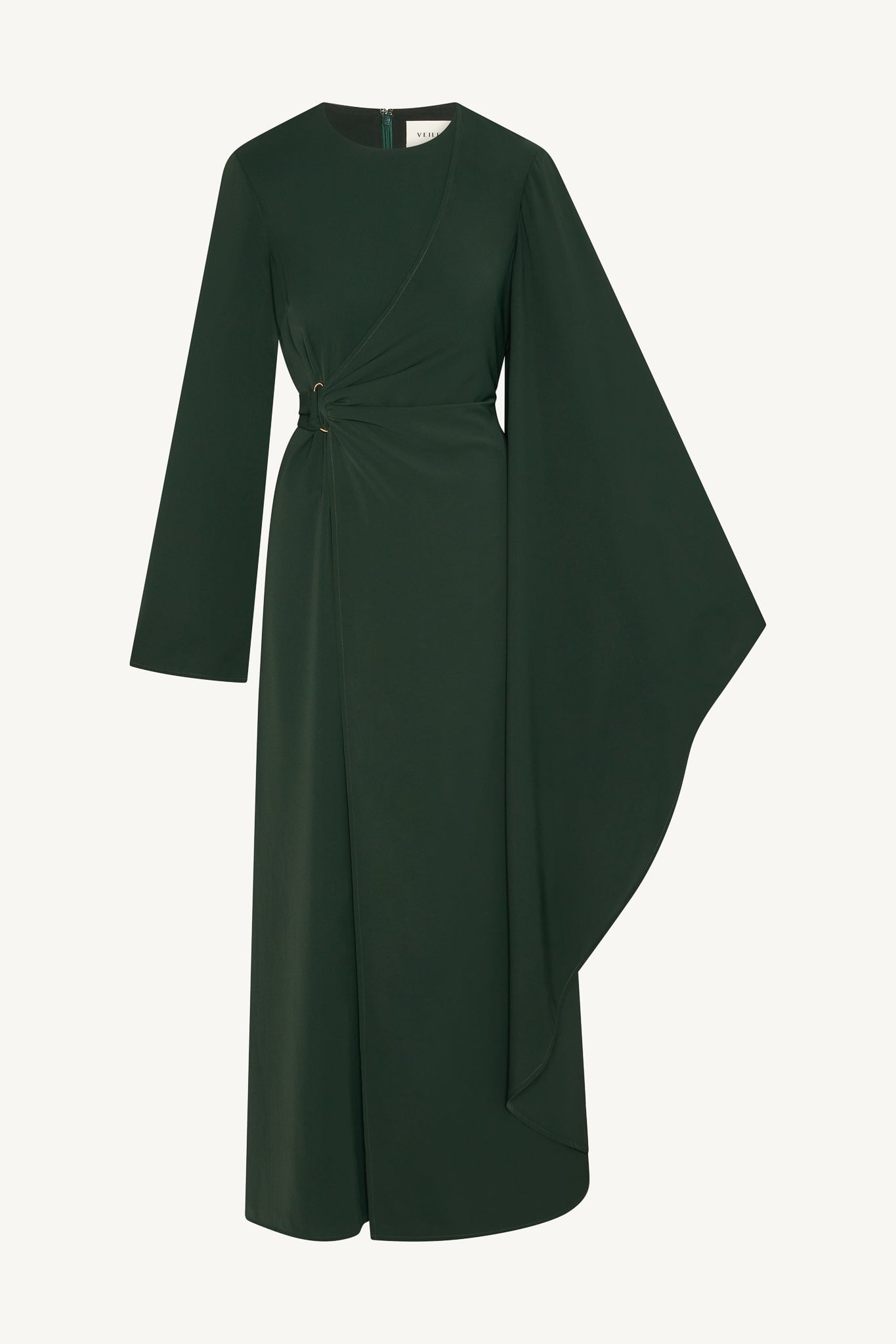Asymmetric Sleeve Maxi Dress - Emerald Abayas Veiled 