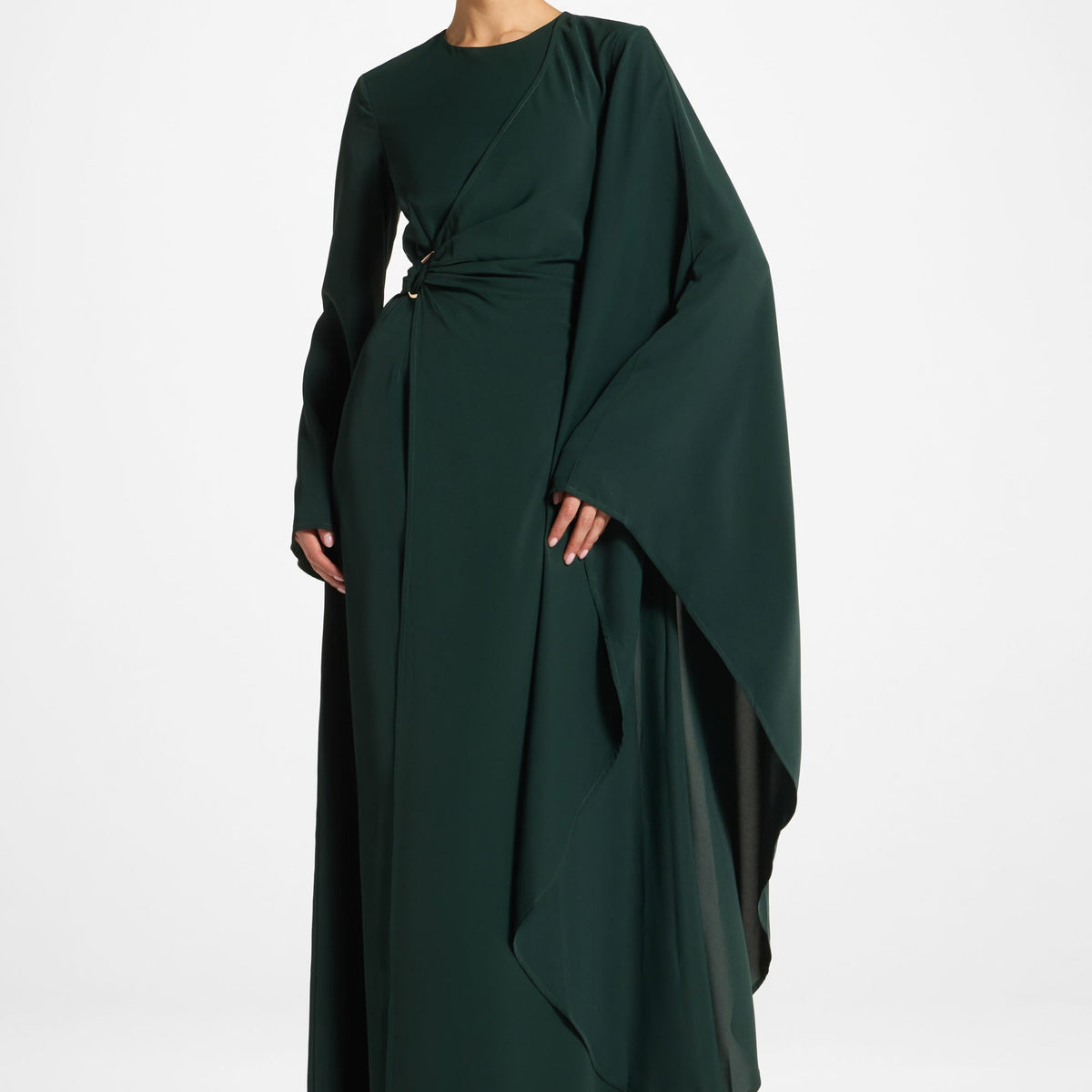 Asymmetric Sleeve Maxi Dress