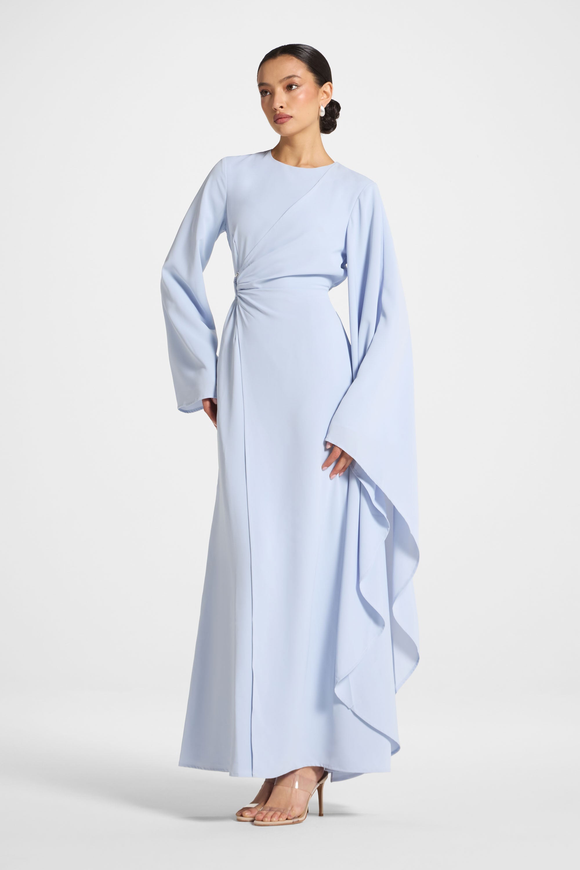 Asymmetric Sleeve Maxi Dress - Frost Abayas Veiled 