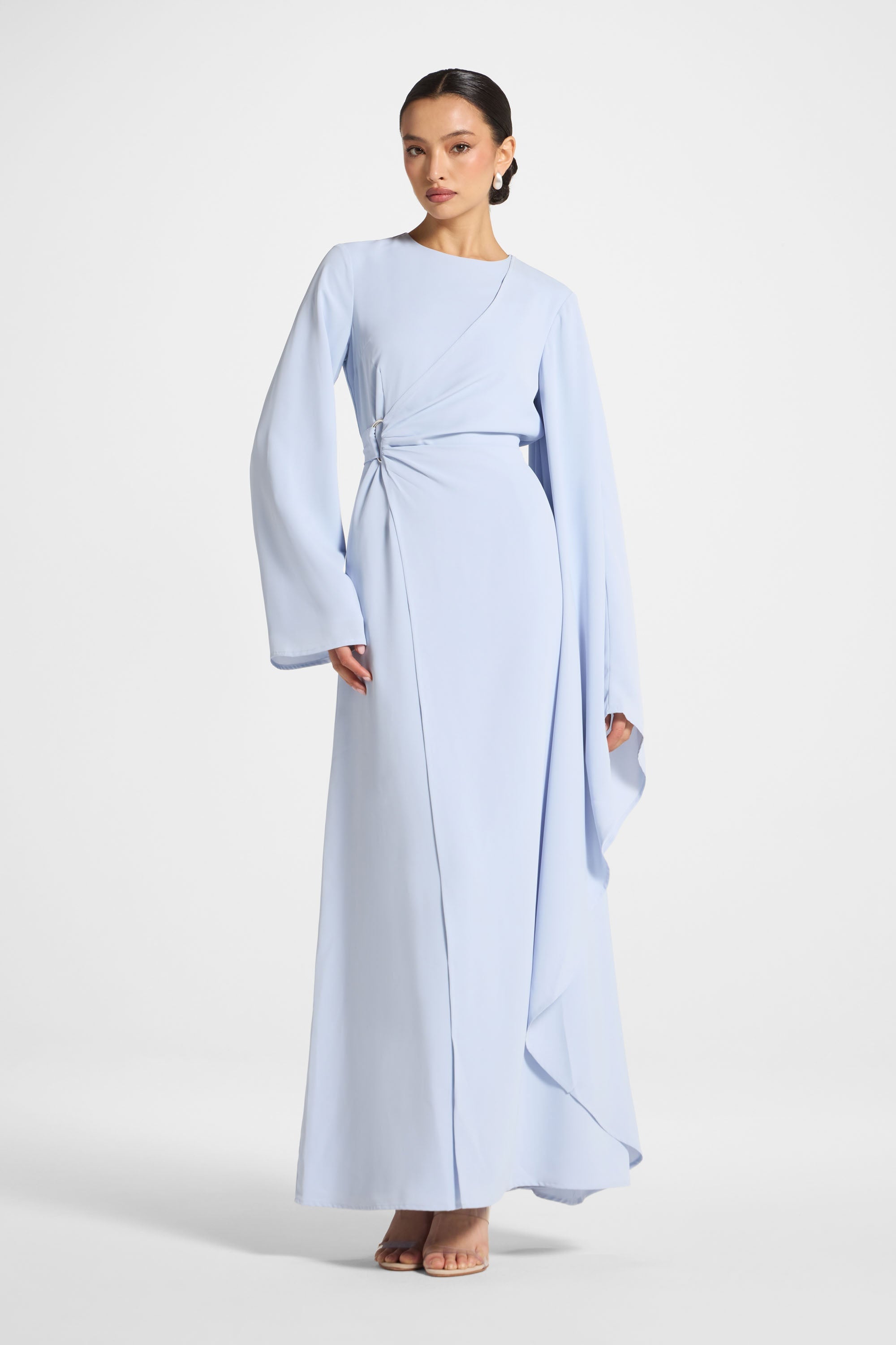Asymmetric Sleeve Maxi Dress - Frost Abayas Veiled 