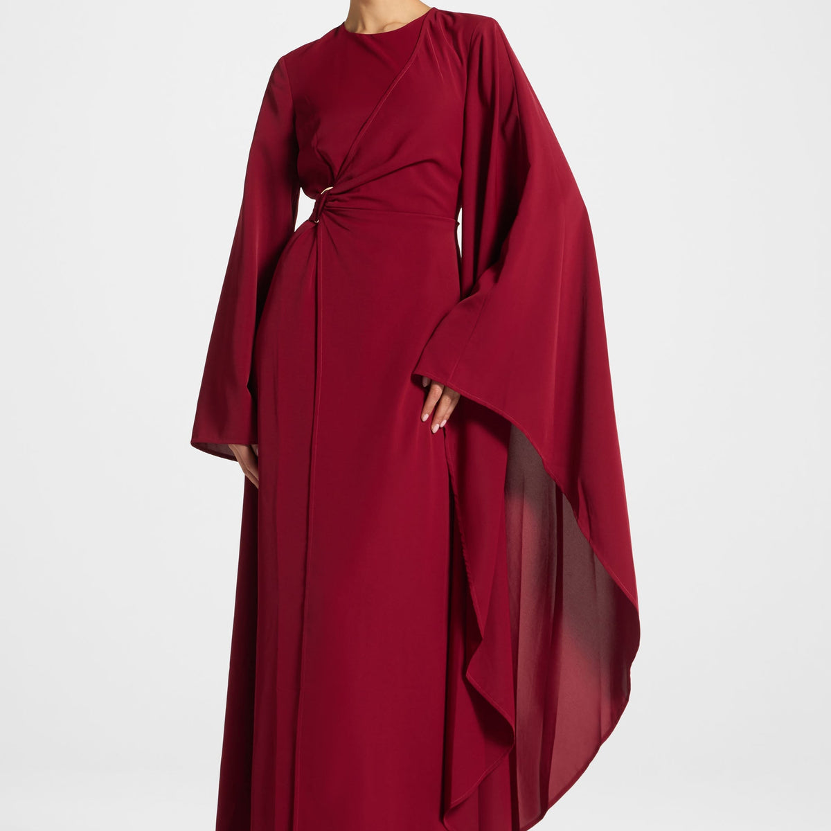 Asymmetric Sleeve Maxi Dress