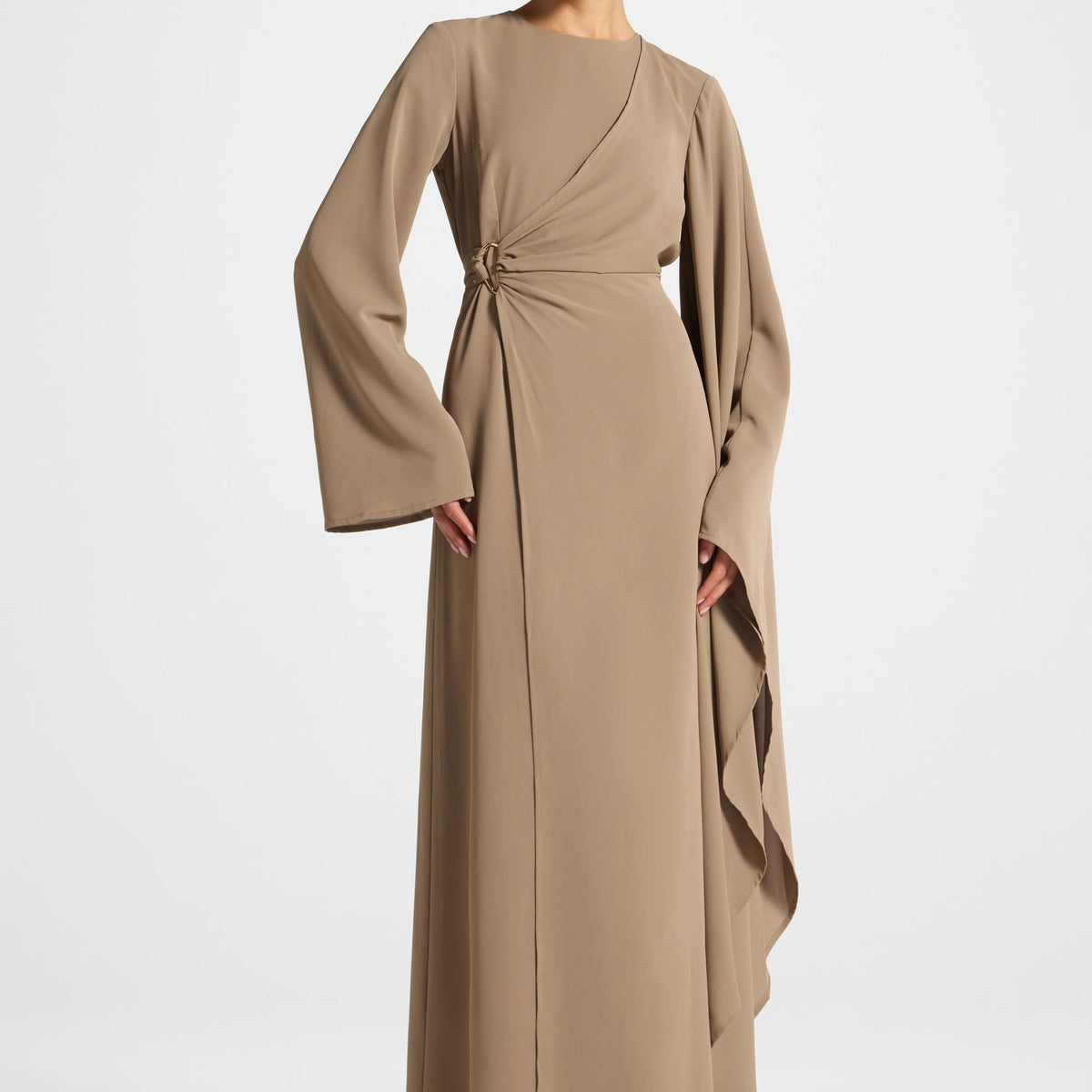Asymmetric Sleeve Maxi Dress - Vetiver