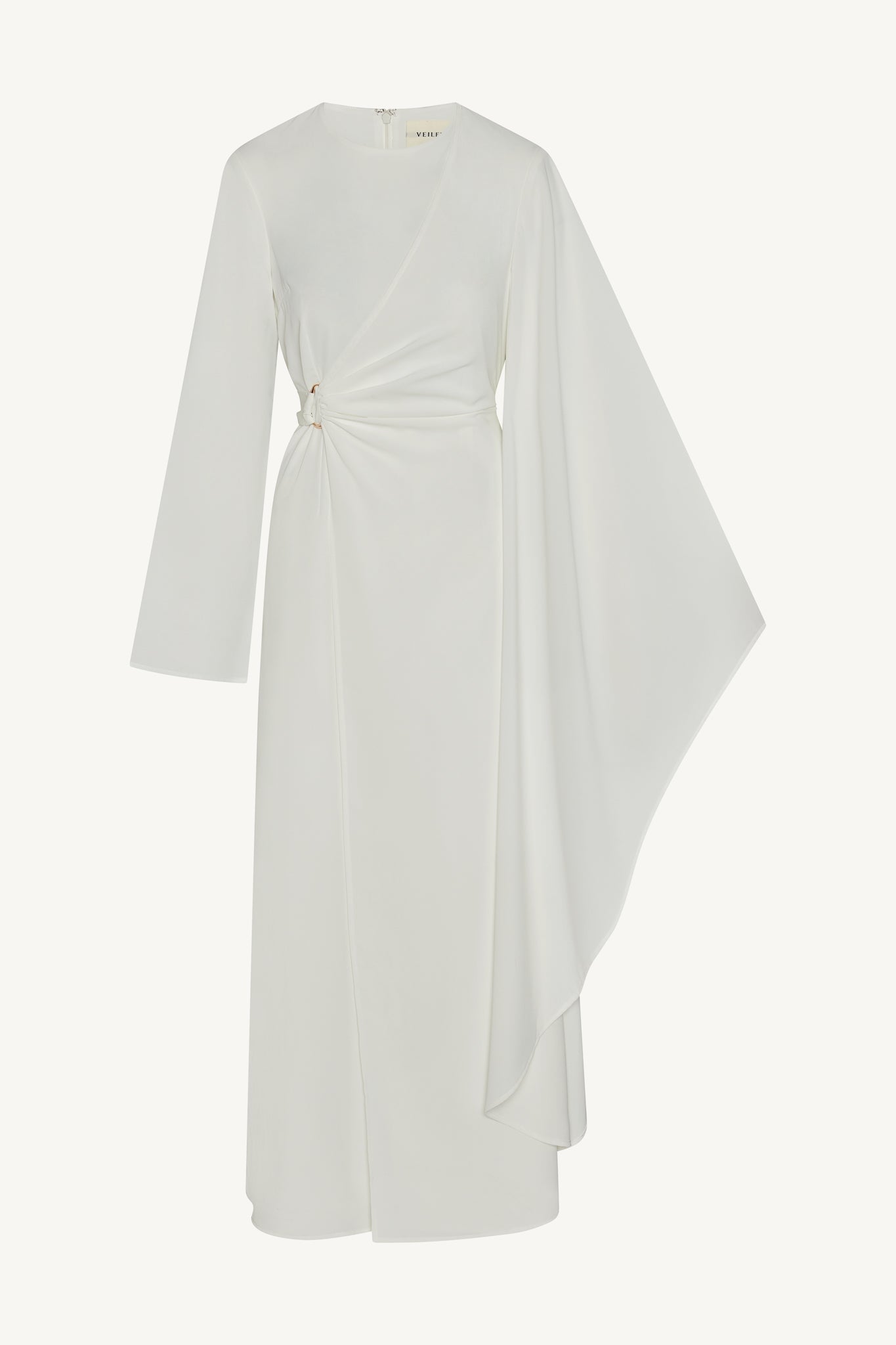 Asymmetric Sleeve Maxi Dress - White Abayas Veiled 