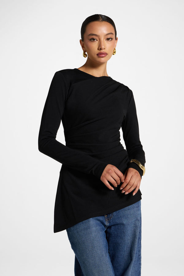 Asymmetric Stretch Top - Black Abayas Veiled 