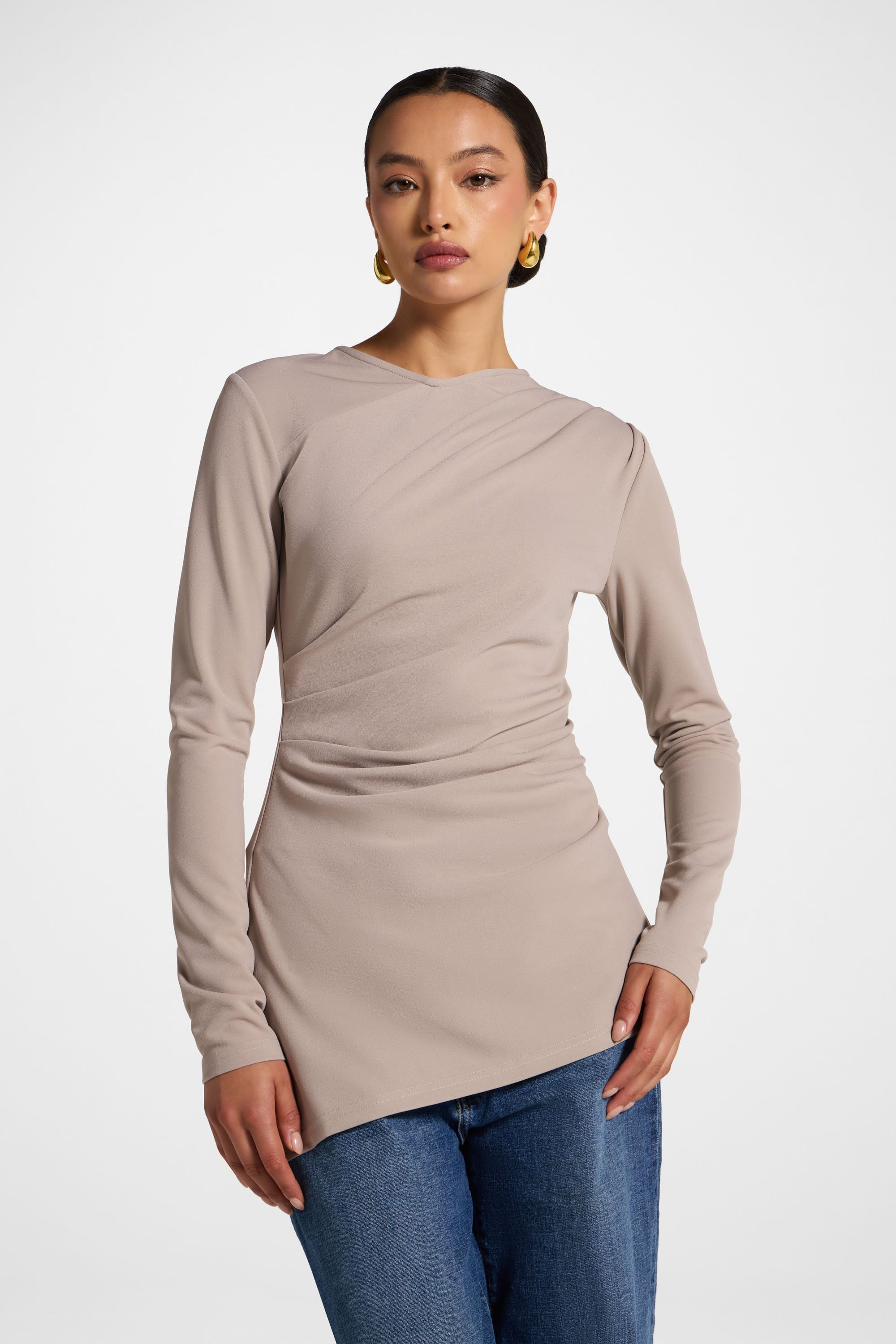 Asymmetric Stretch Top - Moon Rock Abayas Veiled 