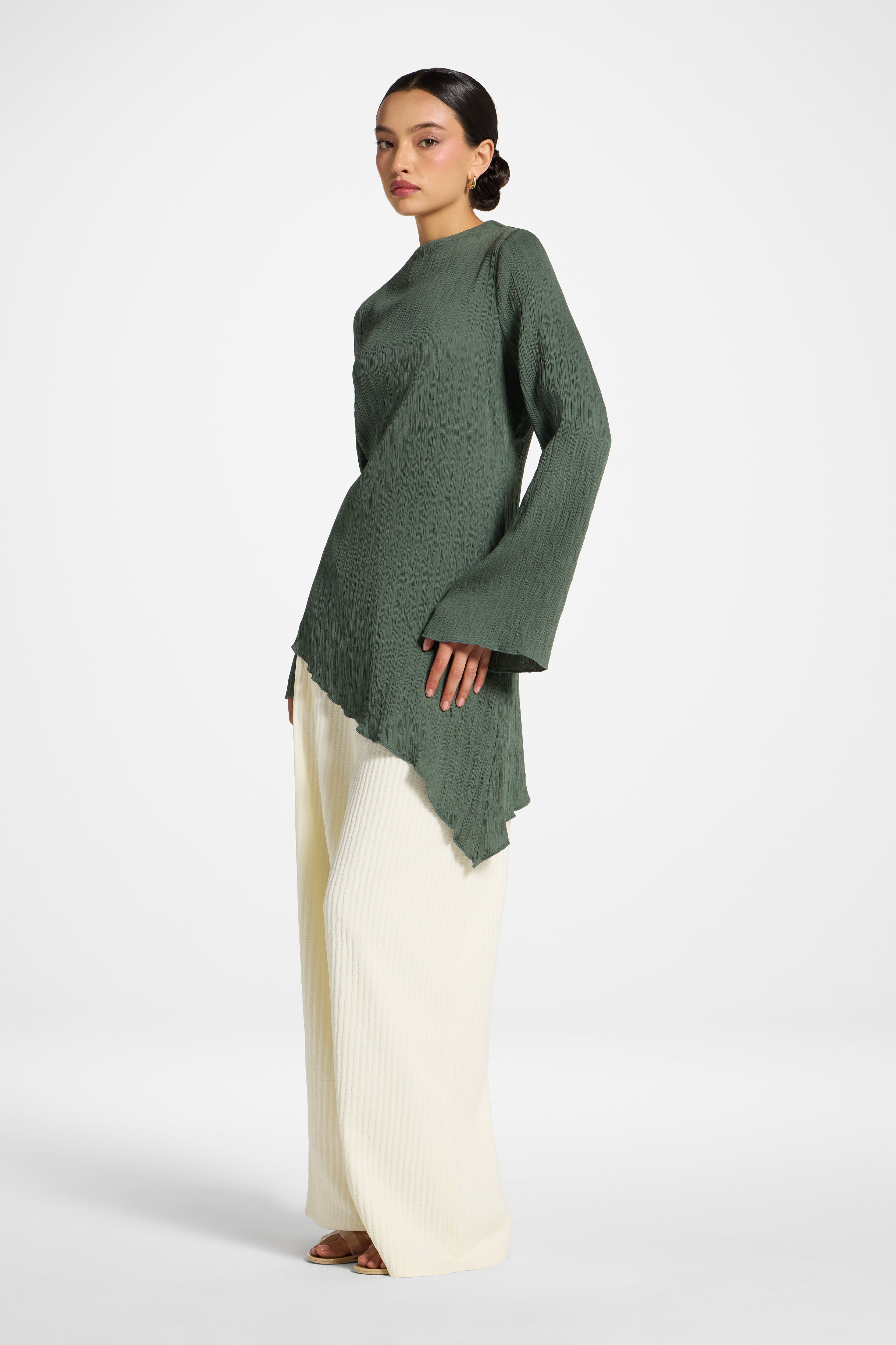 Asymmetric Textured Top - Basil Abayas Veiled 
