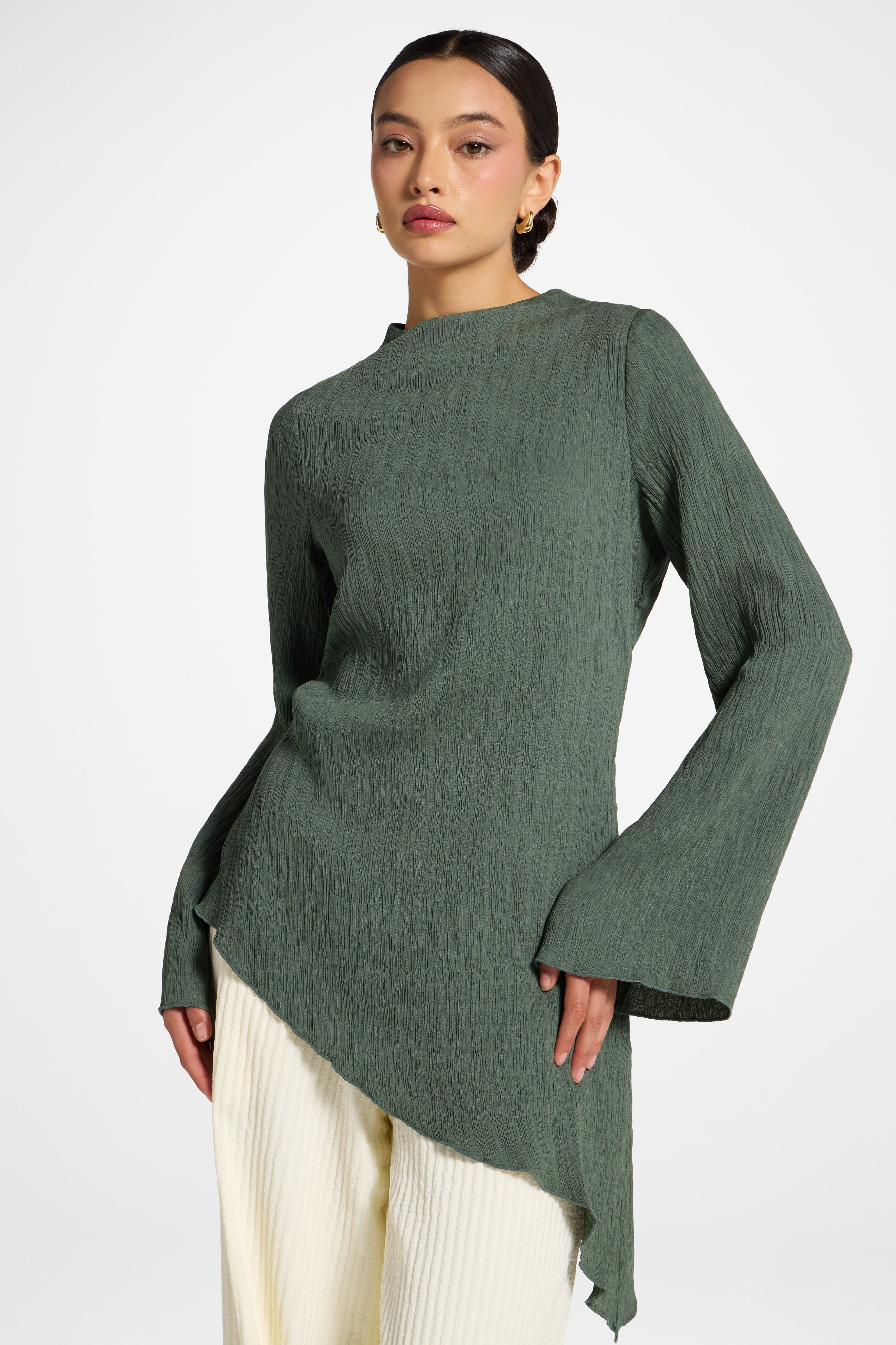 Asymmetric Textured Top - Basil Abayas Veiled 